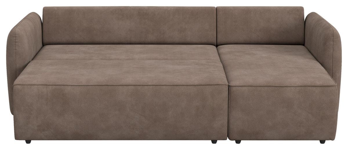 Ecksofa mit Bettfunktion Flow Microfaser taupe, B: 239cm - Taupe/Schwarz, Trend, Textil (239/170cm) - MID.YOU