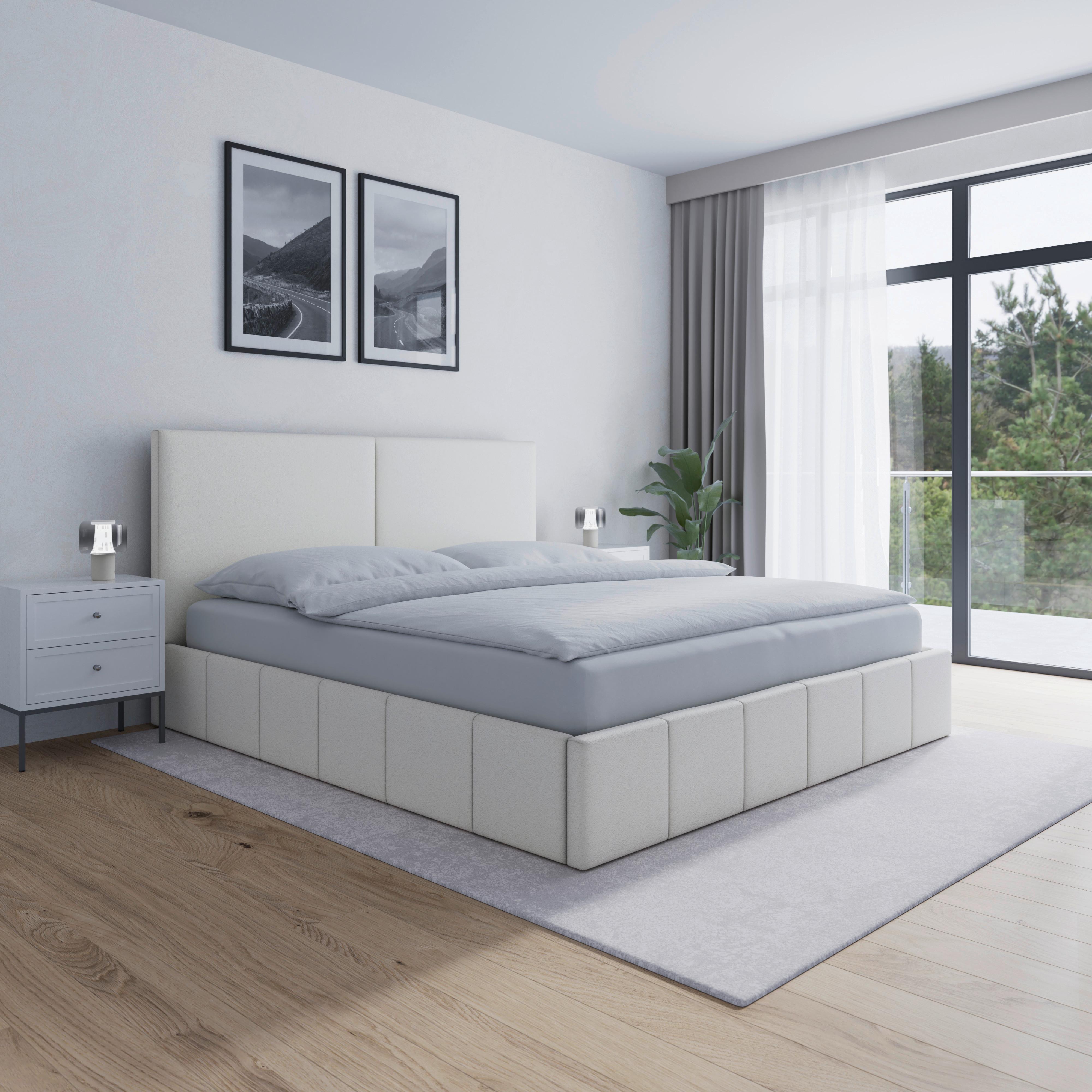 Čalúnená posteľ MILA 180x200 cm, biela - čierna/biela, Modern, kov/drevo (180/200cm) - Bessagi Home