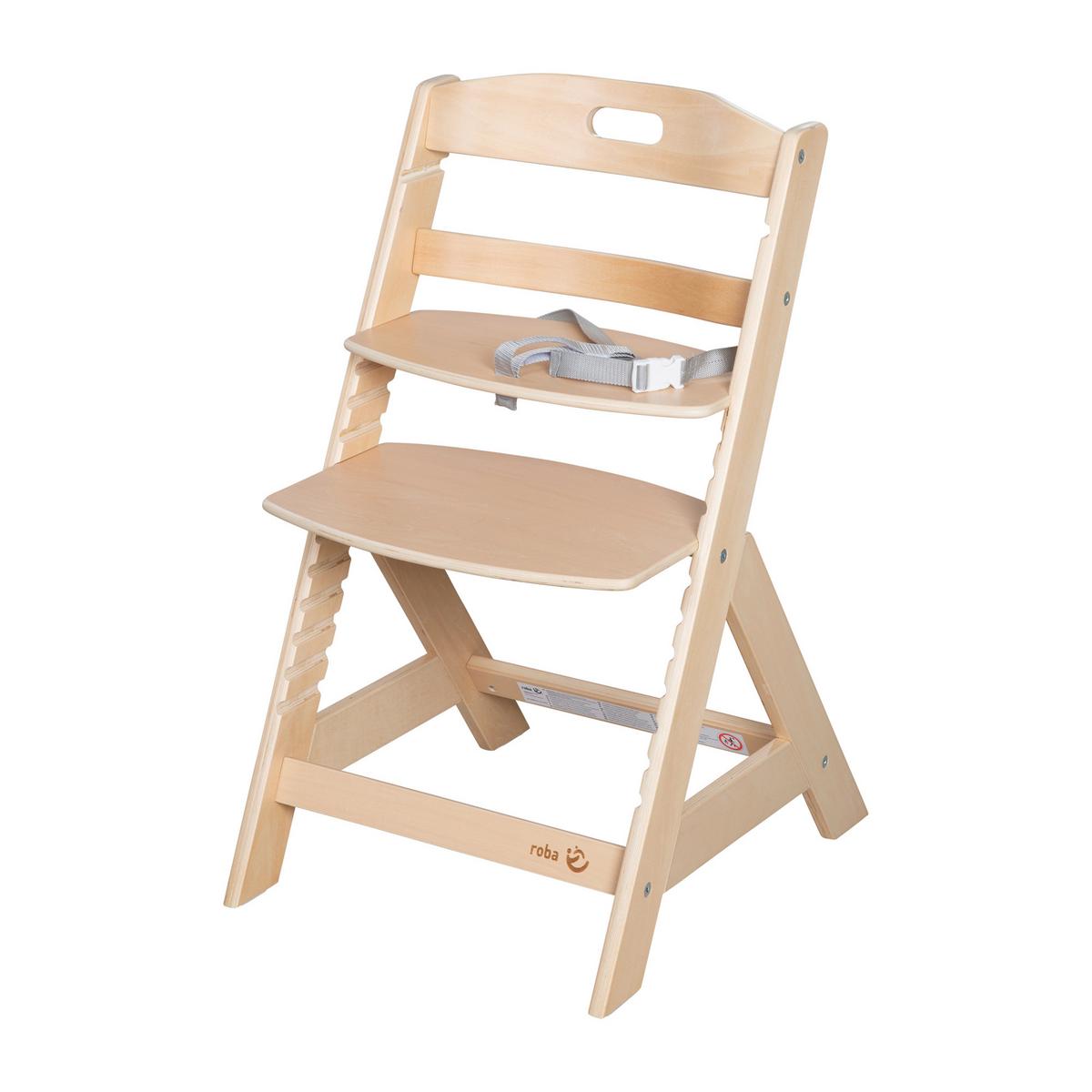 Hochstuhl höhenverstellbar natur lackiert - Naturfarben, MODERN, Holzwerkstoff/Textil (44,5/80/54cm) - Roba