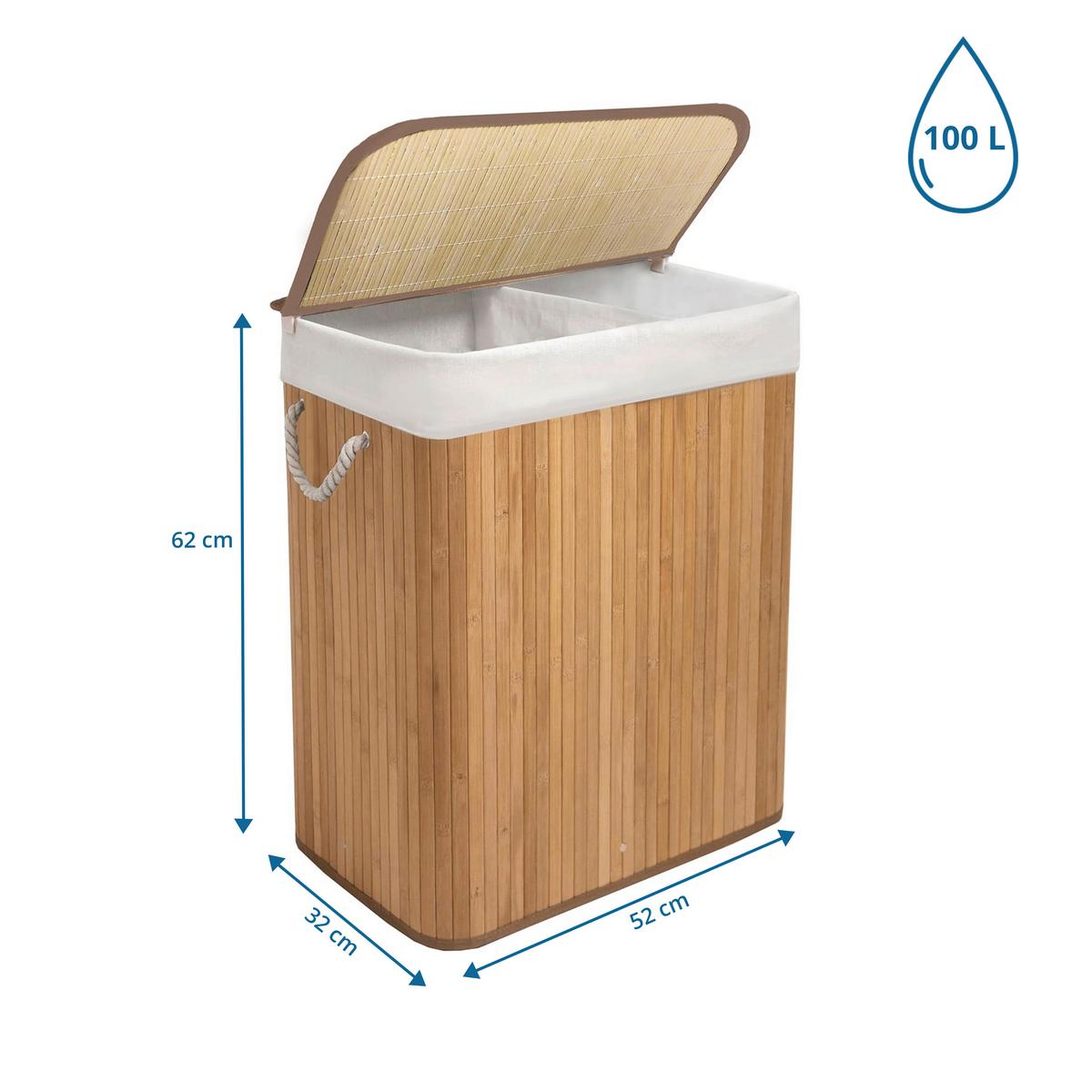 WÄSCHEKORB Falster Braun B: 52cm - Braun, MODERN, Holz/Textil (52/62/32cm) - MID.YOU