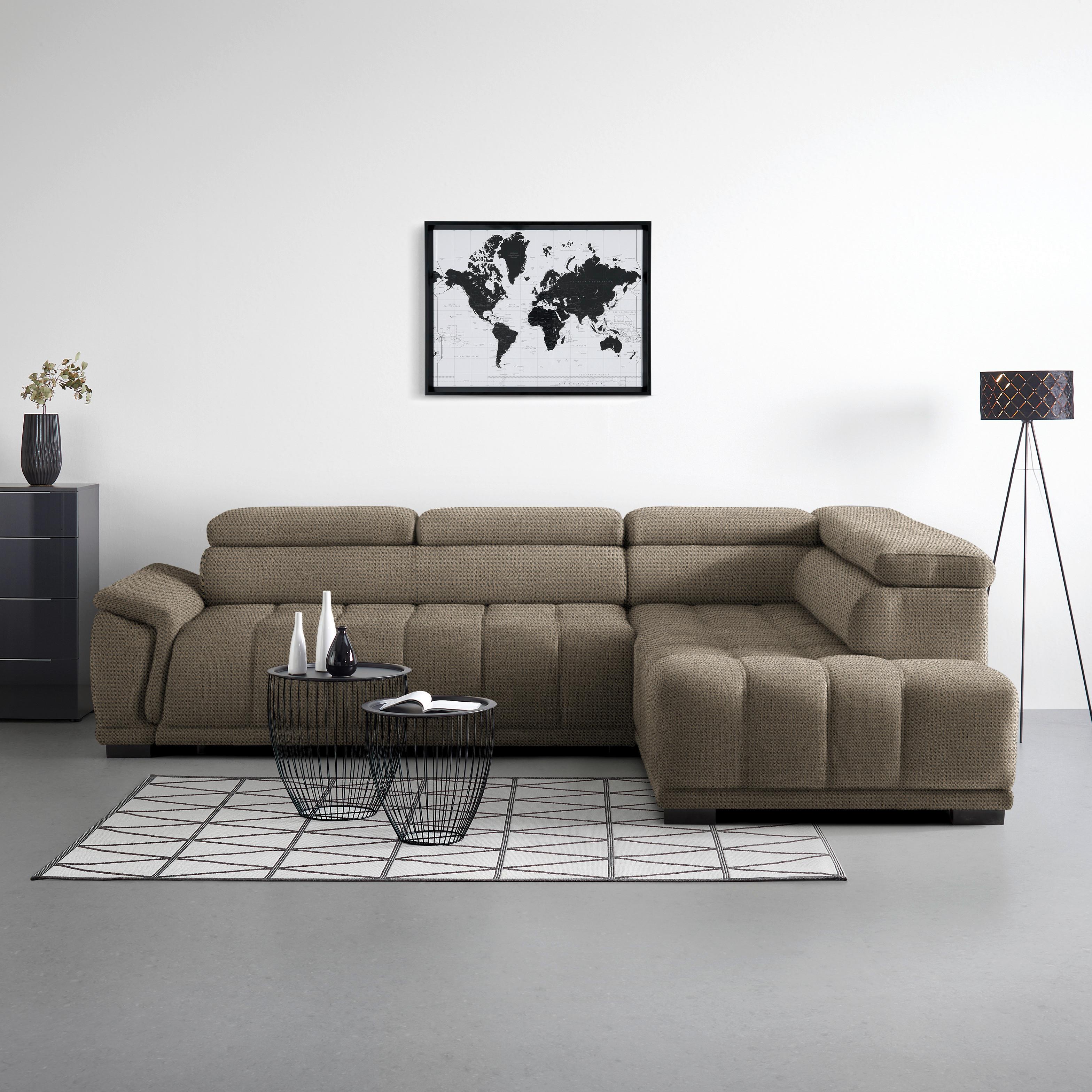 Rohová sedačka GRINALDI, pravá, béžová - černá/béžová, Moderní, textil/plast (283-206/77-100/106cm) - Premium Living