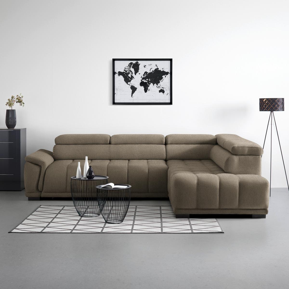 Rohová sedačka GRINALDI, pravá, béžová - čierna/béžová, Modern, textil/plast (283/206cm) - Premium Living