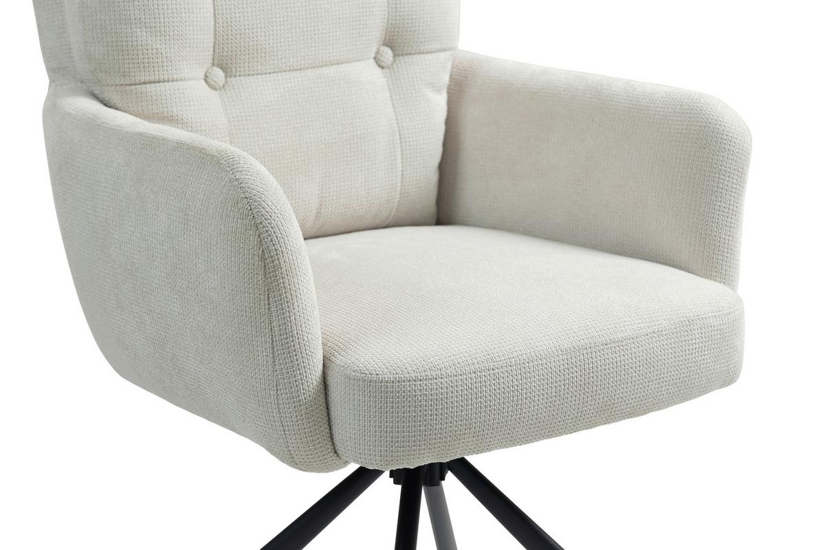 Armlehnstuhl Lina Creme Sitzfl. 180°drehbar, B: 60cm - Creme/Schwarz, KONVENTIONELL, Textil/Metall (60/95/67cm) - MID.YOU