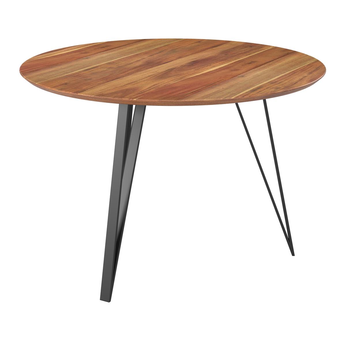 Jídelní stůl MALMO 120 - černá/barvy akácie, Moderní, kov/dřevo (120/120/76cm) - Bessagi Home