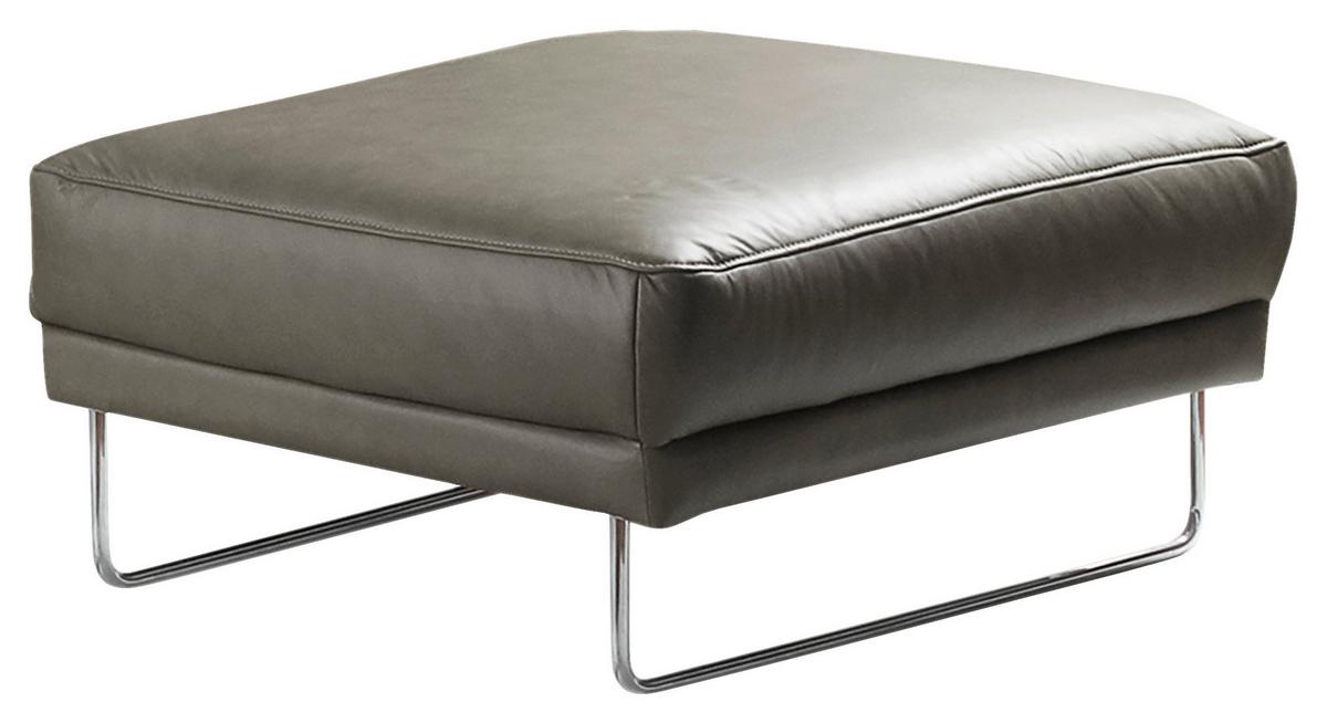 Hocker Spring Grau Chrom B: 96 cm - Chromfarben/Grau, Design, Leder (96/45/80cm) - Livetastic
