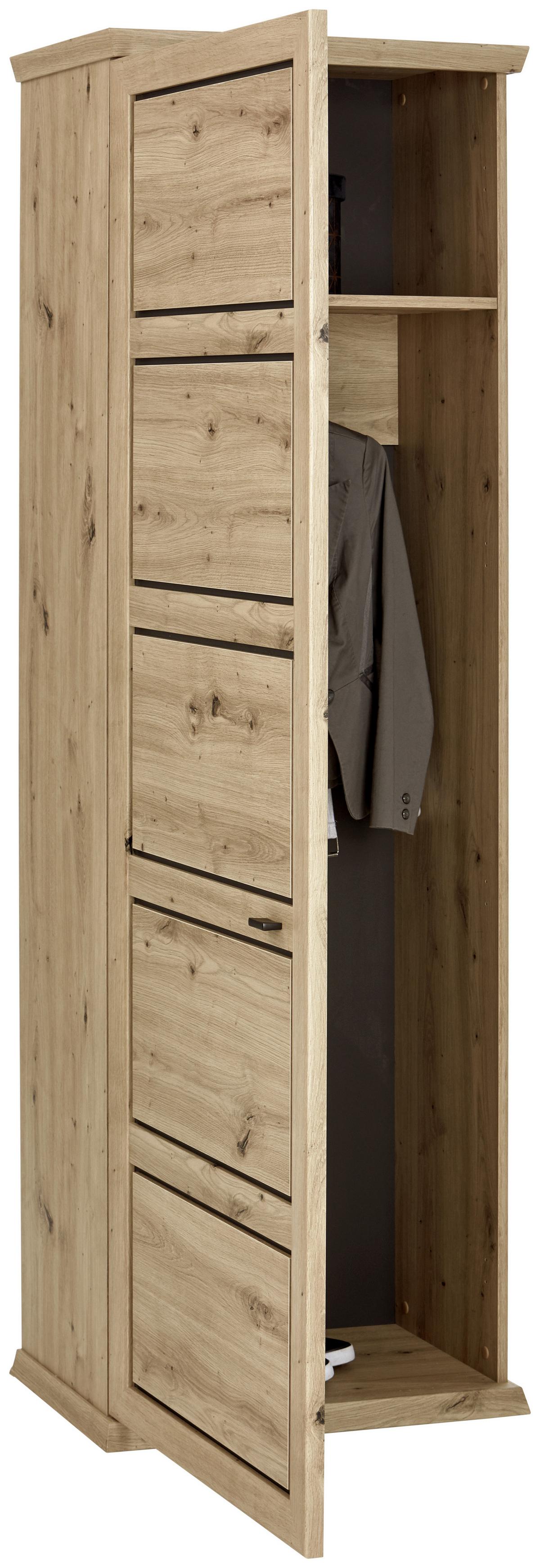 Garderobenschrank Harvey Eiche Dekor B: 64,2 Cm - Eichefarben/Anthrazit, LIFESTYLE, Holzwerkstoff (64,2/196,6/38,5cm)