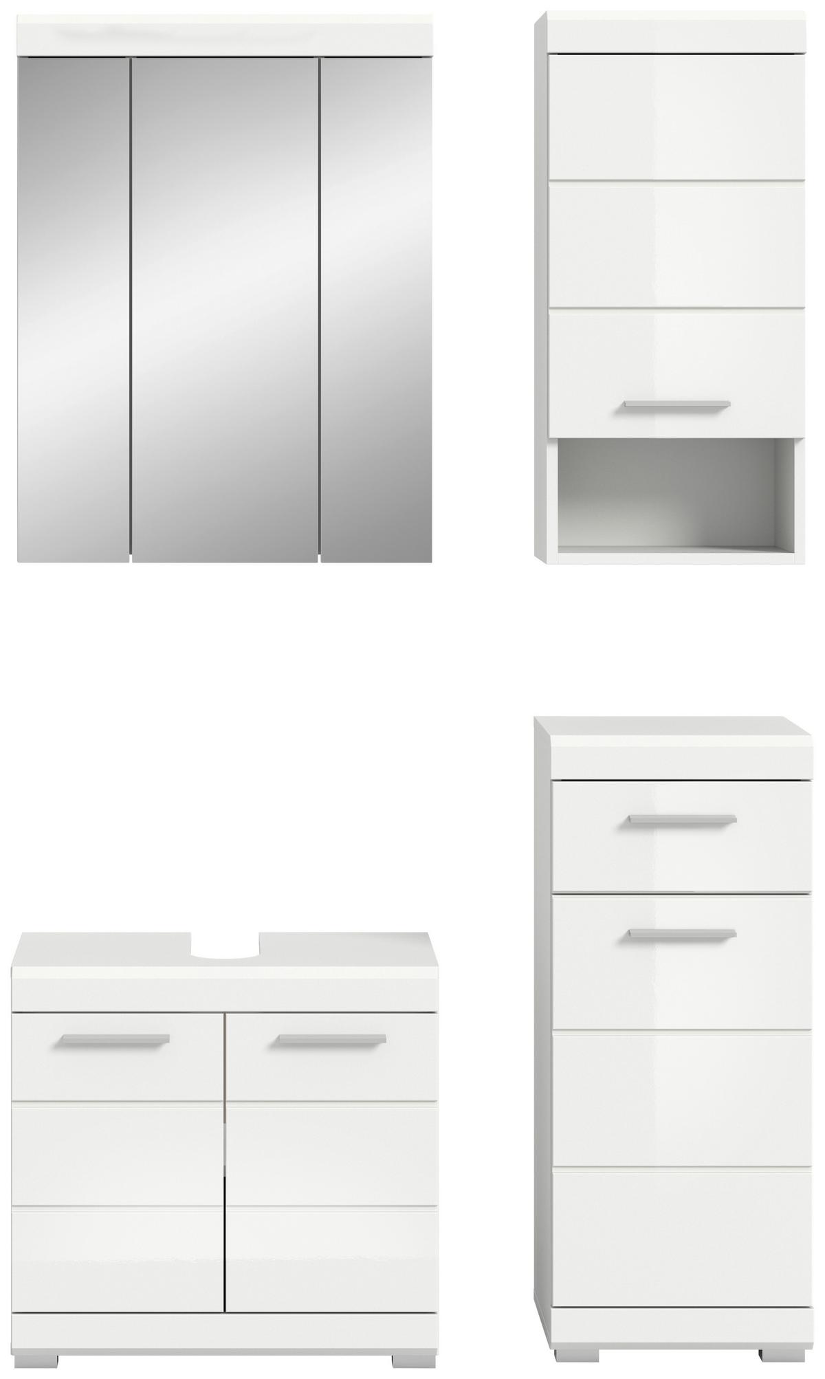 Badezimmer Scout Weiß B: 97 cm - Weiß Hochglanz/Silberfarben, MODERN, Glas/Holzwerkstoff (97cm) - MID.YOU