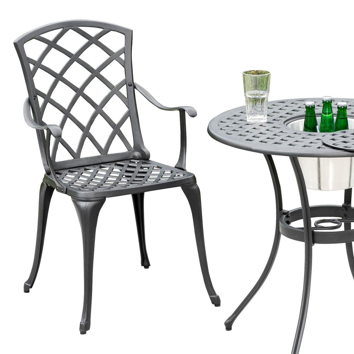 Gartenmöbel Set 3-Tlg Rhodos aus Aluminium - Graphitfarben, KONVENTIONELL, Metall - Gardenson