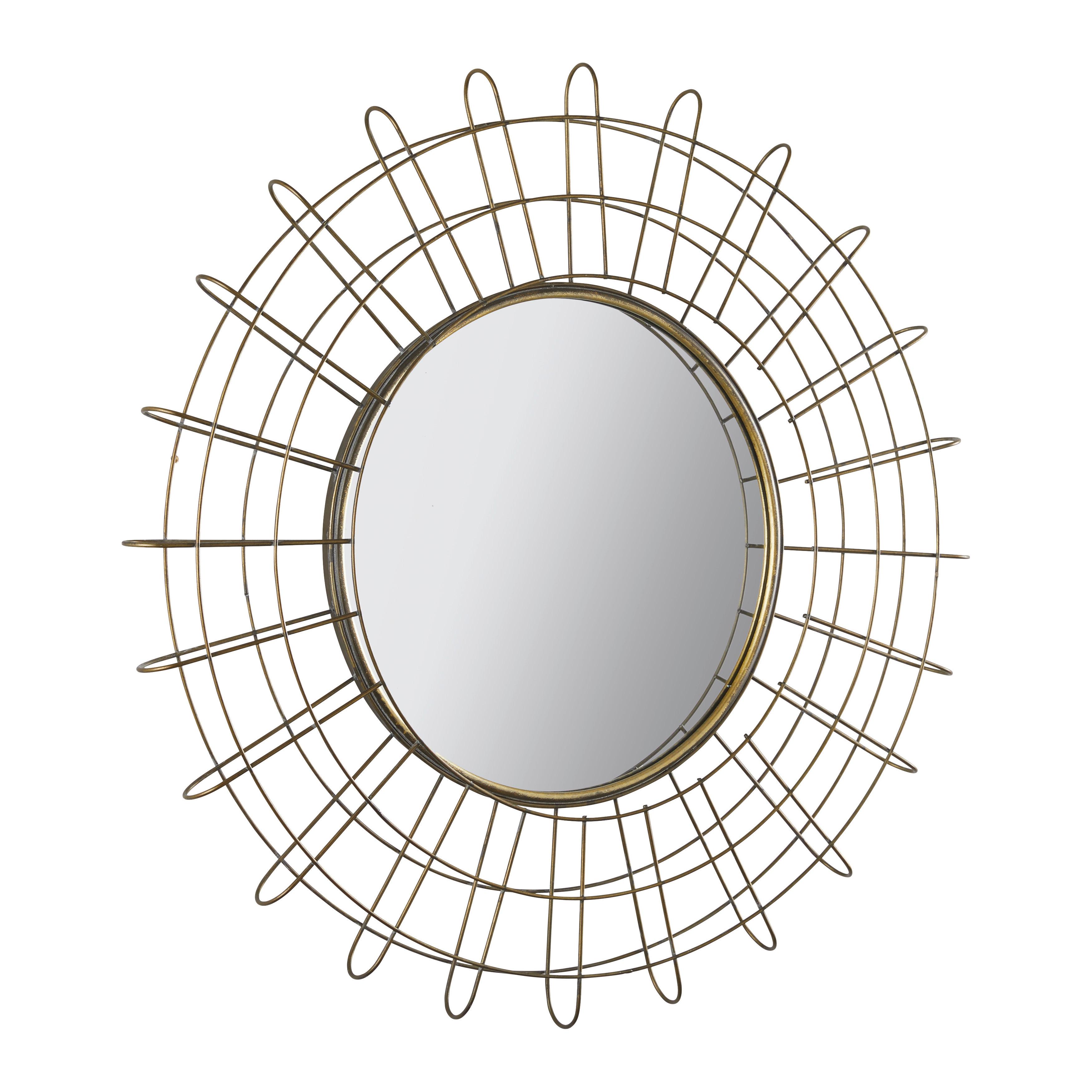 Zrcadlo v barvě mosazi MIRANDA - barvy stříbra/barvy mosazi, Moderní, kov/kompozitní dřevo (76cm) - Bessagi Home