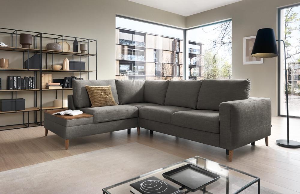 Ecksofa Alika, D. Grau S: 204x260 cm - Dunkelgrau/Eschefarben, MODERN, Textil (204/260cm) - Trendmanufaktur