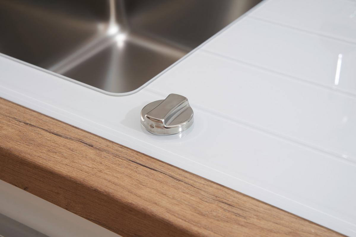 Spüle Respekta Edelstahl Bxt: 86x50 cm - Weiß, Trend, Glas/Metall (86/21/50cm) - Respekta