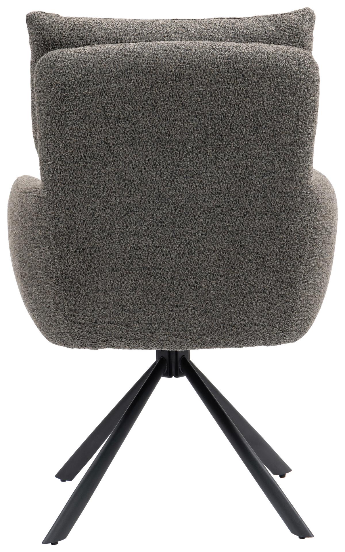 Armlehnstuhl Emine Braun Sitzfl. 180° drehbar, B: 60cm - Schwarz/Braun, KONVENTIONELL, Textil/Metall (60/92/67cm) - MID.YOU