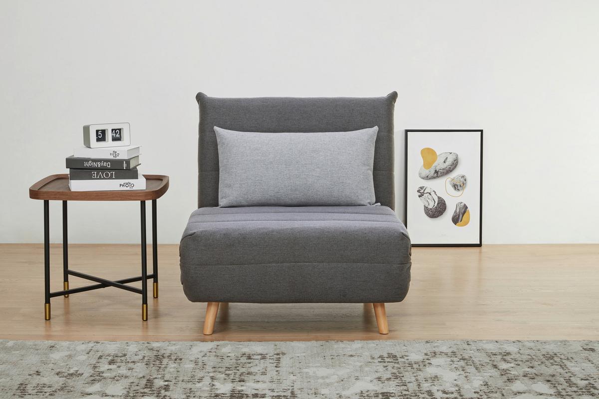 Rozkládací pohovka/křeslo SIMON šedá - šedá/světle šedá, Moderní, dřevo/textil (77/84/91cm) - Ondega