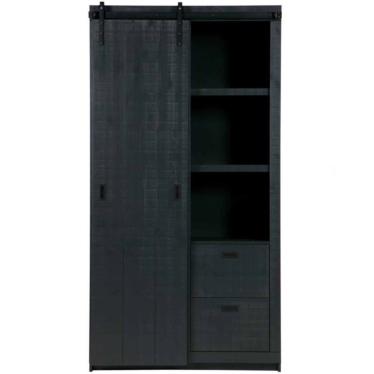 Mehrzweckschrank Slide Barn Schwarz B: 122 cm - Schwarz, Design, Holz (122/230/37cm) - Livetastic