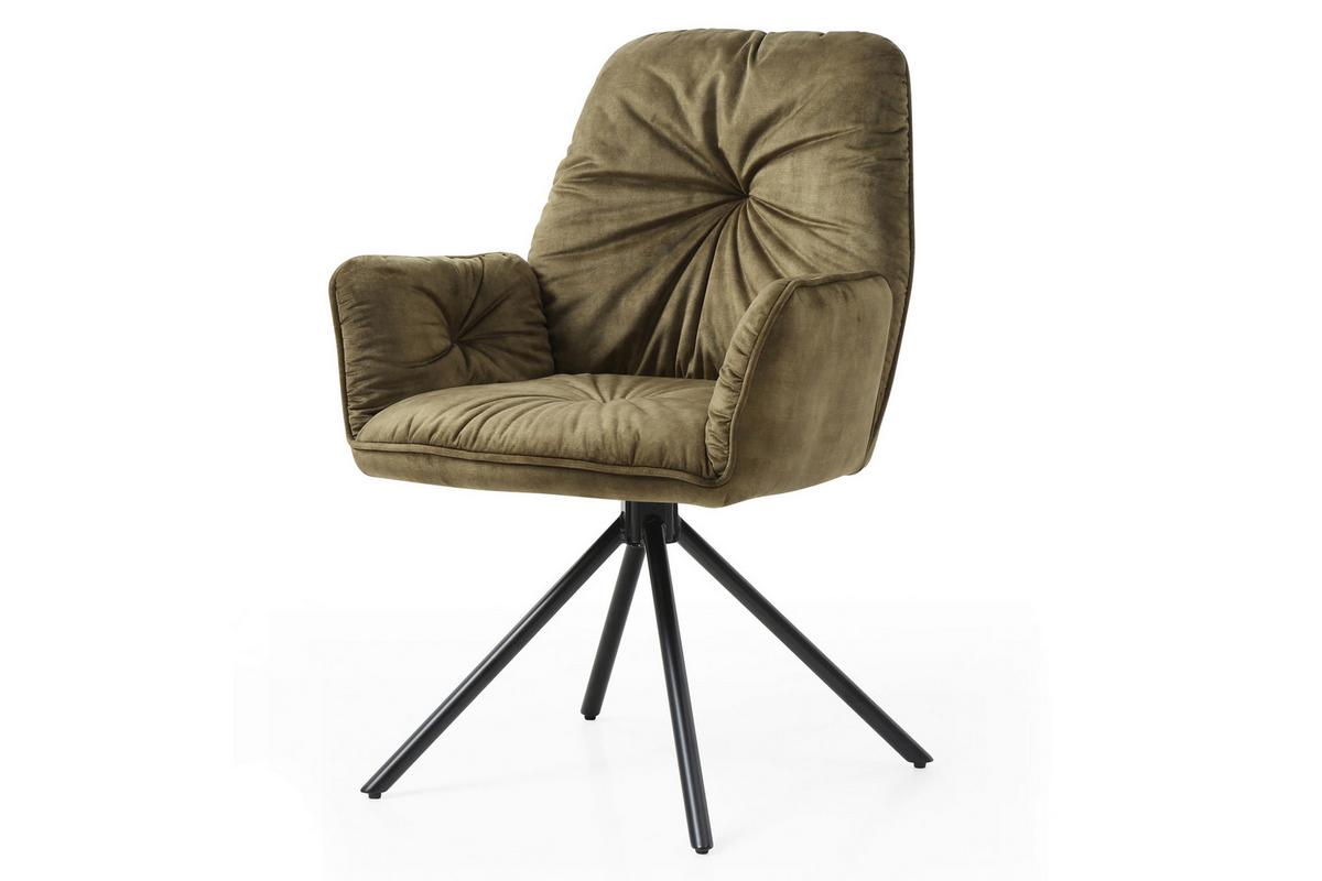 Armlehnstuhl Grün B: 61 Cm - Schwarz/Grün, MODERN, Textil/Metall (61/90/59cm) - Livetastic