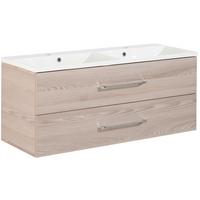 Waschbecken Mit Unterschrank Clever B: 120 Cm Eschefarben - Eschefarben/Weiß, MODERN, Holzwerkstoff/Kunststoff (120,0cm) - MID.YOU