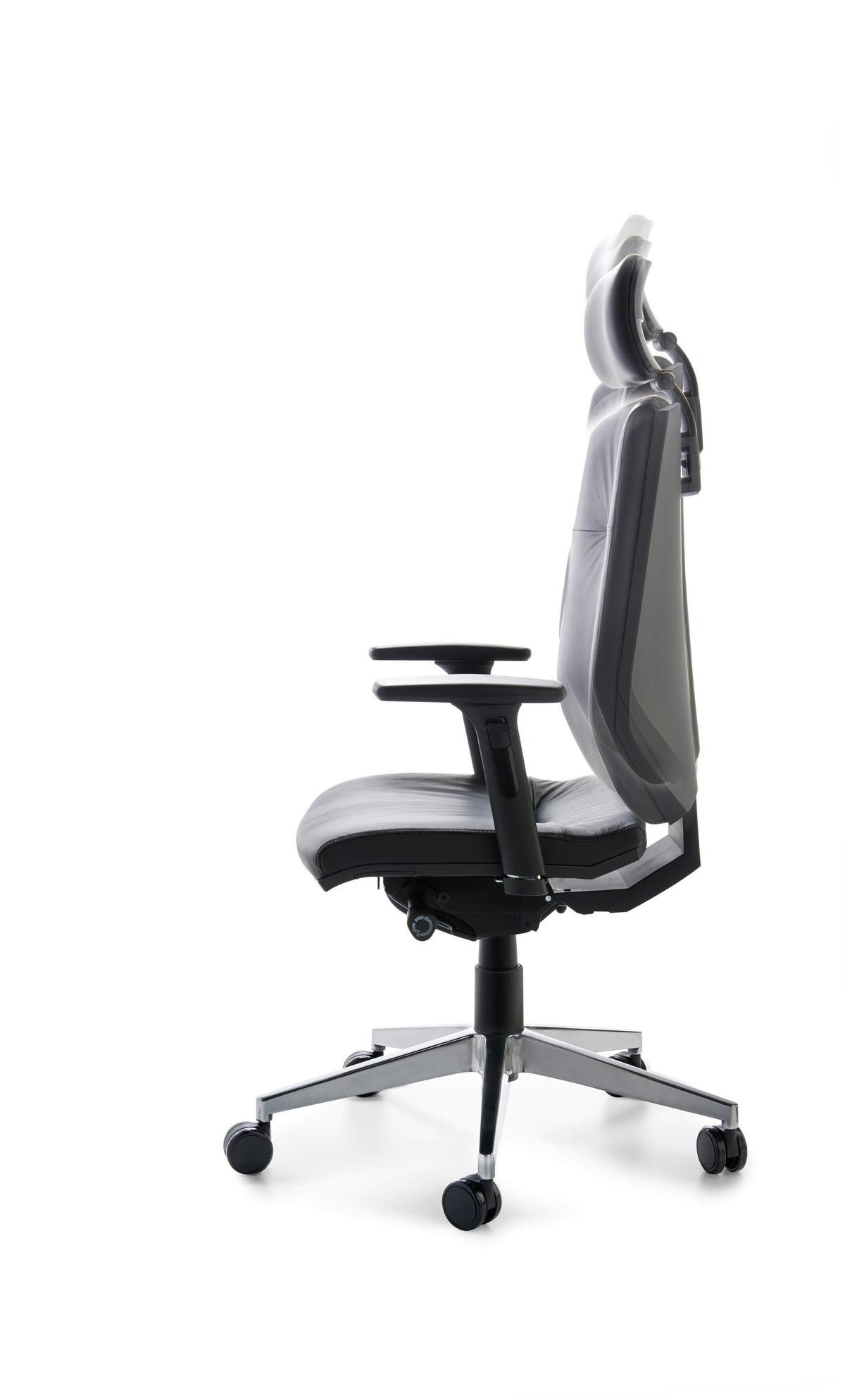 Drehstuhl Mycontract Schwarz B: 66 Cm - Chromfarben/Schwarz, ROMANTIK / LANDHAUS, Leder/Holz (66/123-141/62cm) - MID.YOU