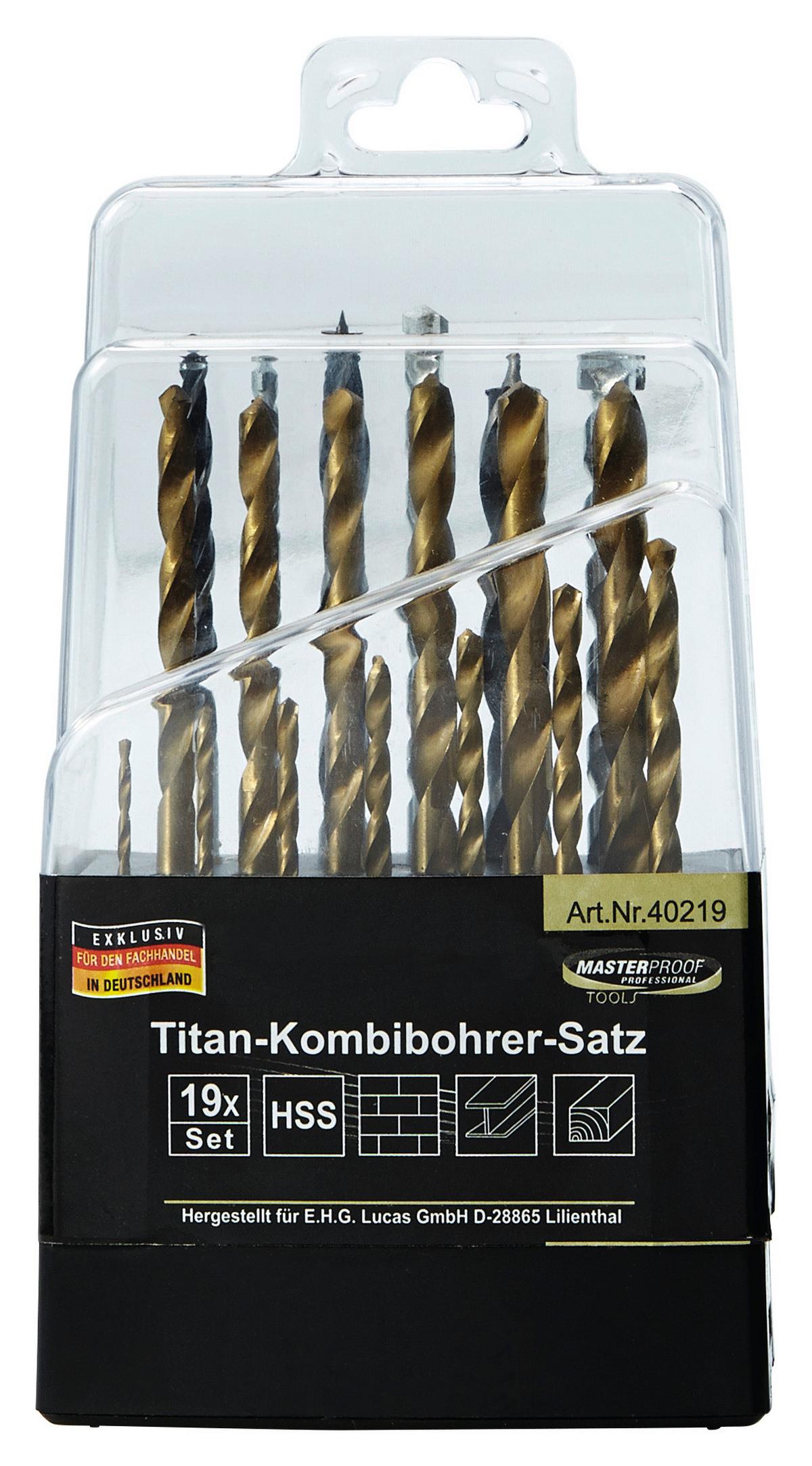 Bohrersatz 19-Tlg. Ø 1,5-4,8 mm Holz/Beton/Stein/Metall - Goldfarben, KONVENTIONELL, Metall