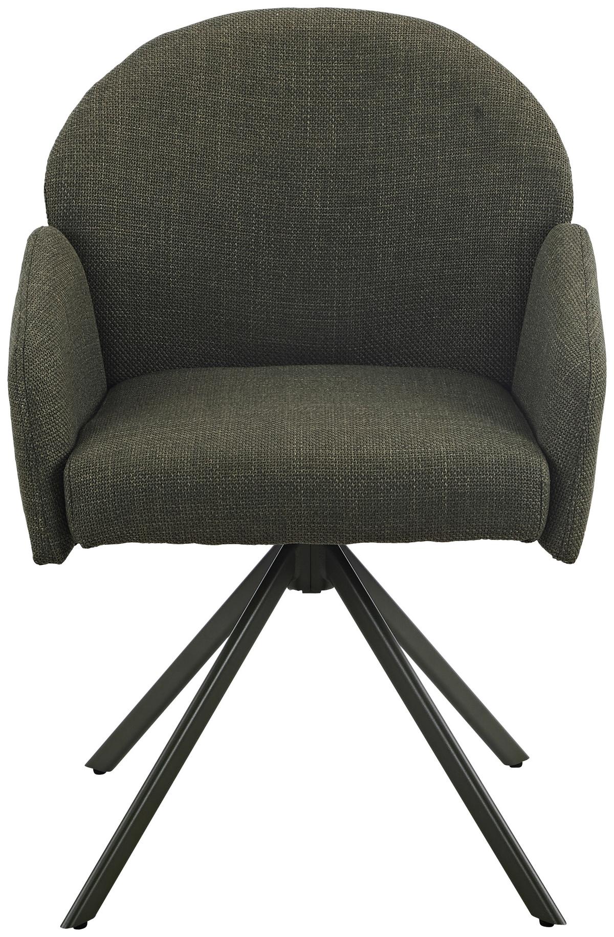 Armlehnstuhl Holly drehbar Webstoff Moosgrün, B: 56,5 cm - Grün, MODERN, Textil/Metall (56,5/61/84cm)