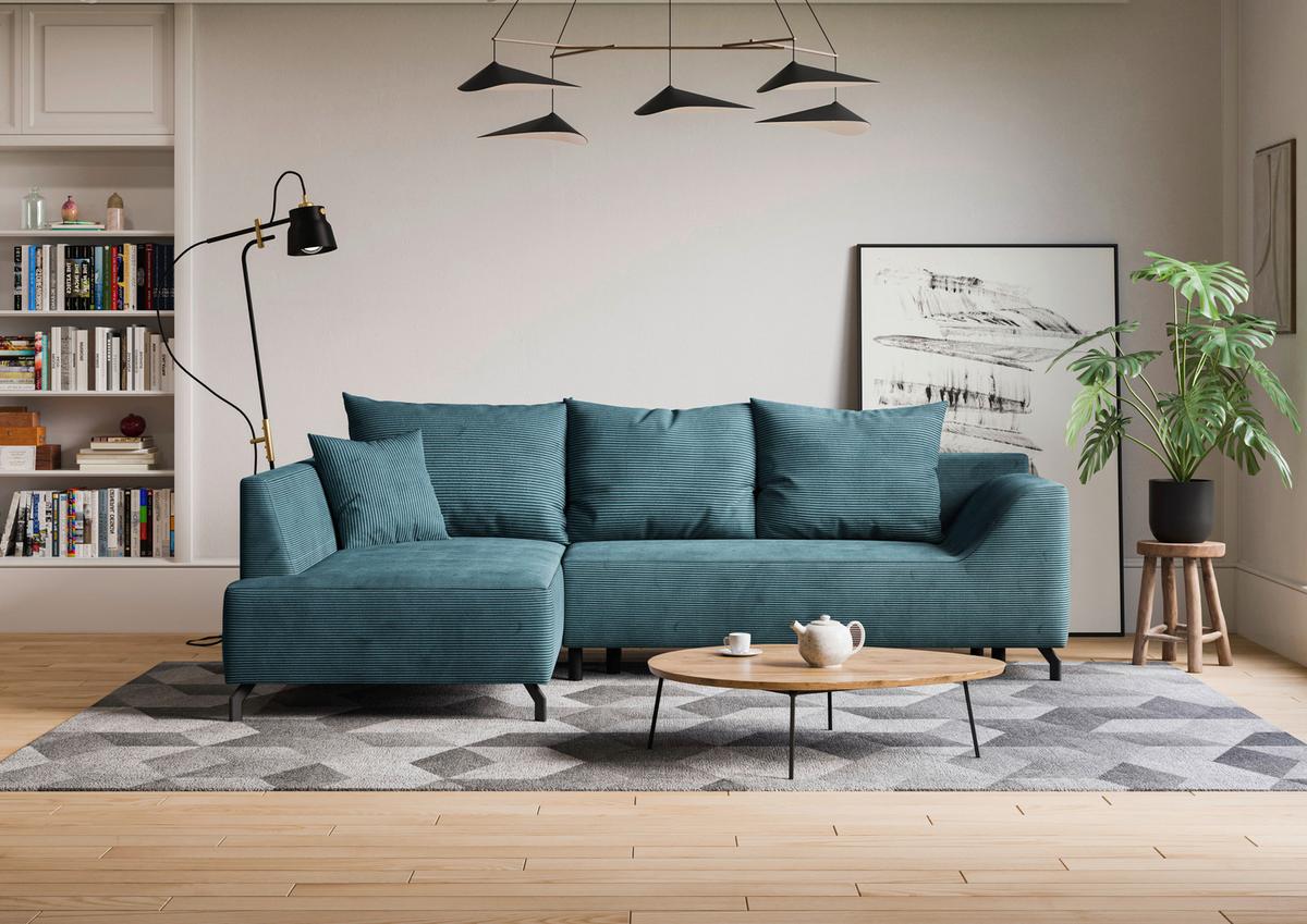 Eckschlafsofa Asolo Mintgrün S: 167x273 cm - Schwarz/Mintgrün, Design, Textil (167/273cm) - MID.YOU