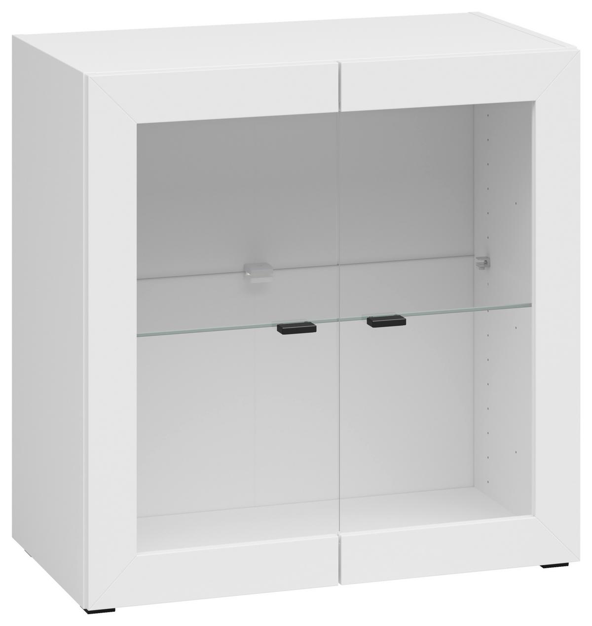 Vitrine 2 Türen, B: 64 cm Sixty-Four, Weiß - Schwarz/Weiß, Trend, Glas/Holzwerkstoff (64/64/35cm)