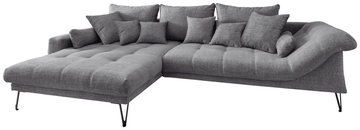 Ecksofa Garda, Grau S: 192x310 Cm - Schwarz/Grau, KONVENTIONELL, Textil (192/310cm) - Livetastic