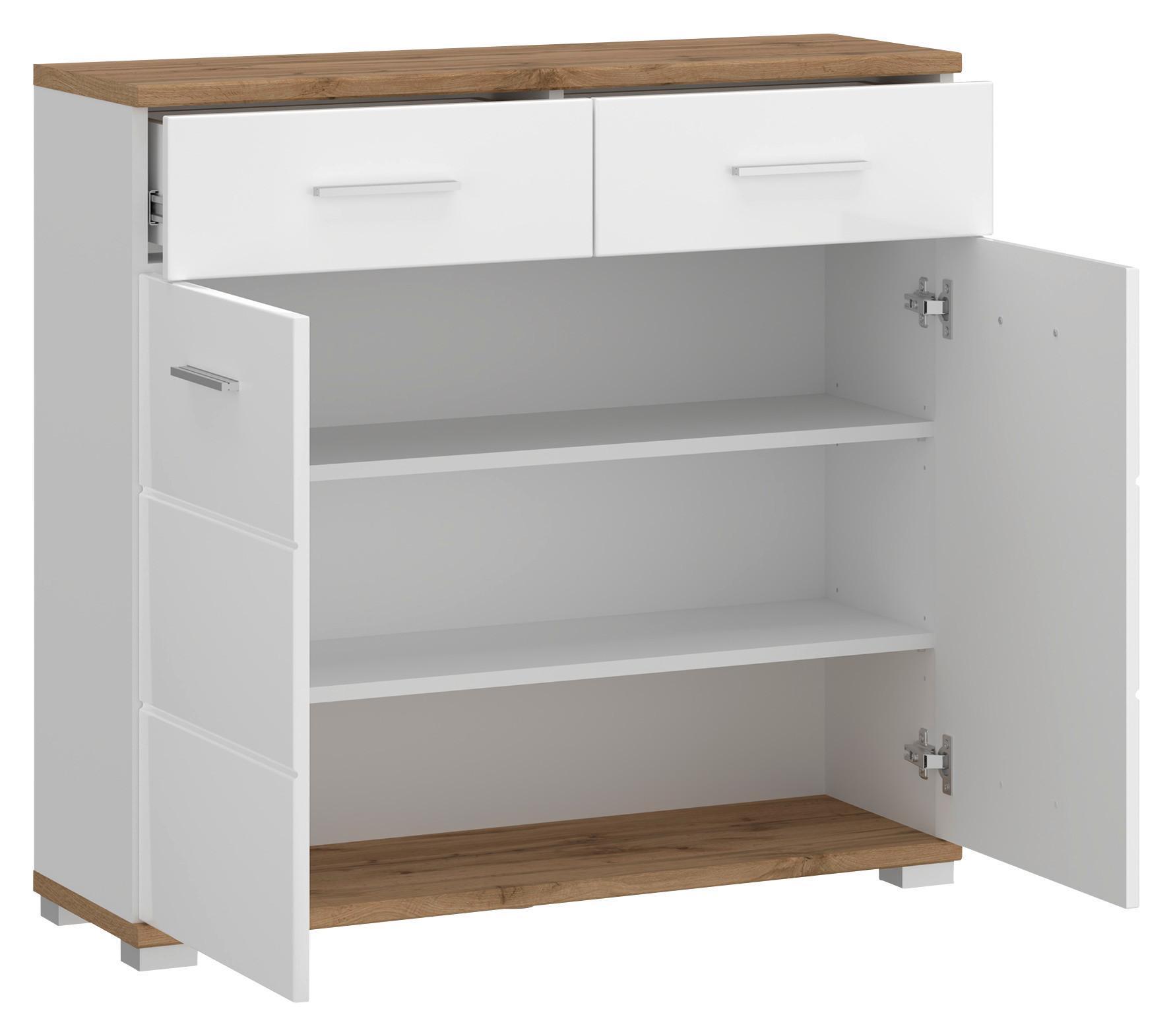 Schuhschrank Hola Weiß/eiche Wotan B: 90 Cm - Eichefarben/Eiche Wotan, Trend, Holzwerkstoff (90/88/33,5cm)