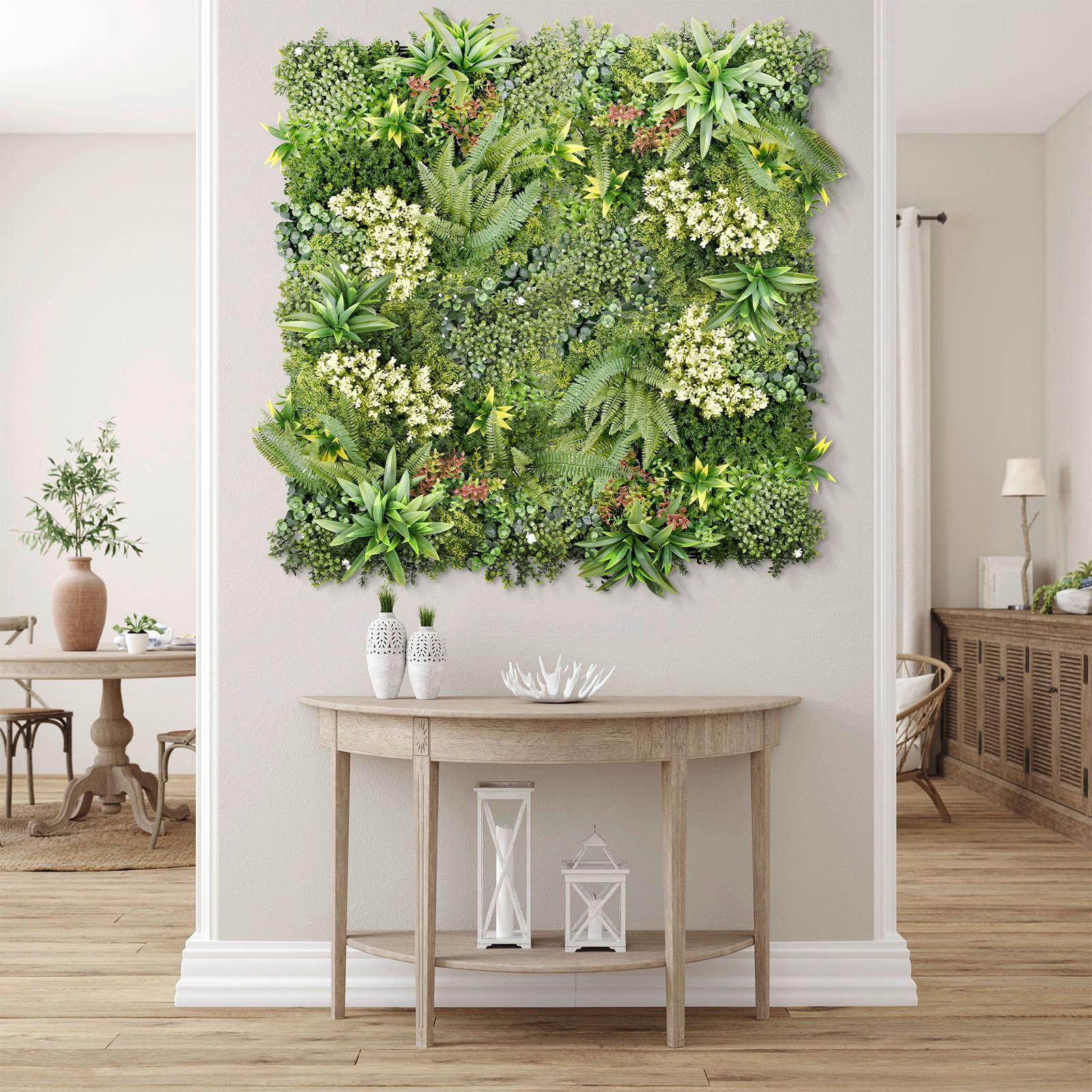 Wandverkleidung Kunstpflanze - Hellrot/Gelb, Trend, Kunststoff (50/50cm) - FloorDirekt
