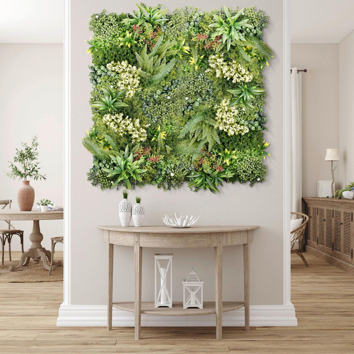 Wandverkleidung Kunstpflanze - Hellrot/Hellgrün, Trend, Kunststoff (50/50cm) - Floordirekt