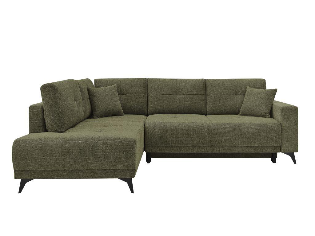 Rohová sedačka TEXAS, levá, zelená - černá/zelená, Konvenční, dřevo (203/259cm) - Based