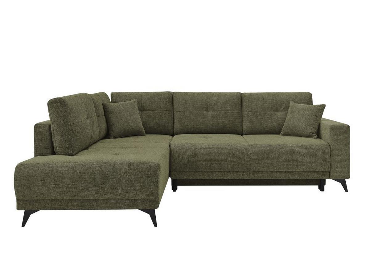 Rohová sedačka TEXAS, levá, zelená - černá/zelená, Konvenční, dřevo (203/259cm) - Based