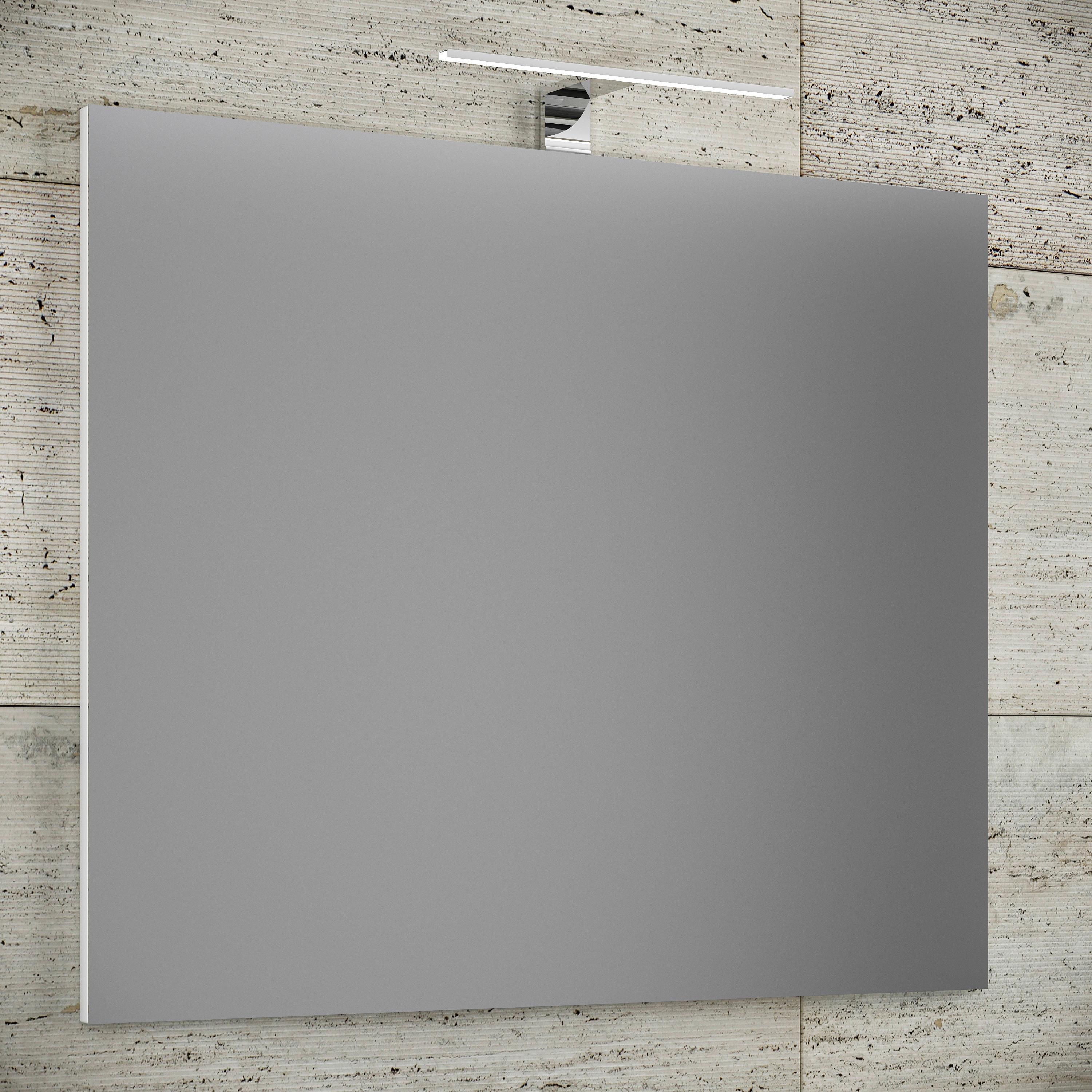 Badezimmerspiegel Badinos Weiß B: 60 Cm - Weiß, MODERN, Glas/Holzwerkstoff (60/42/3cm) - MID.YOU