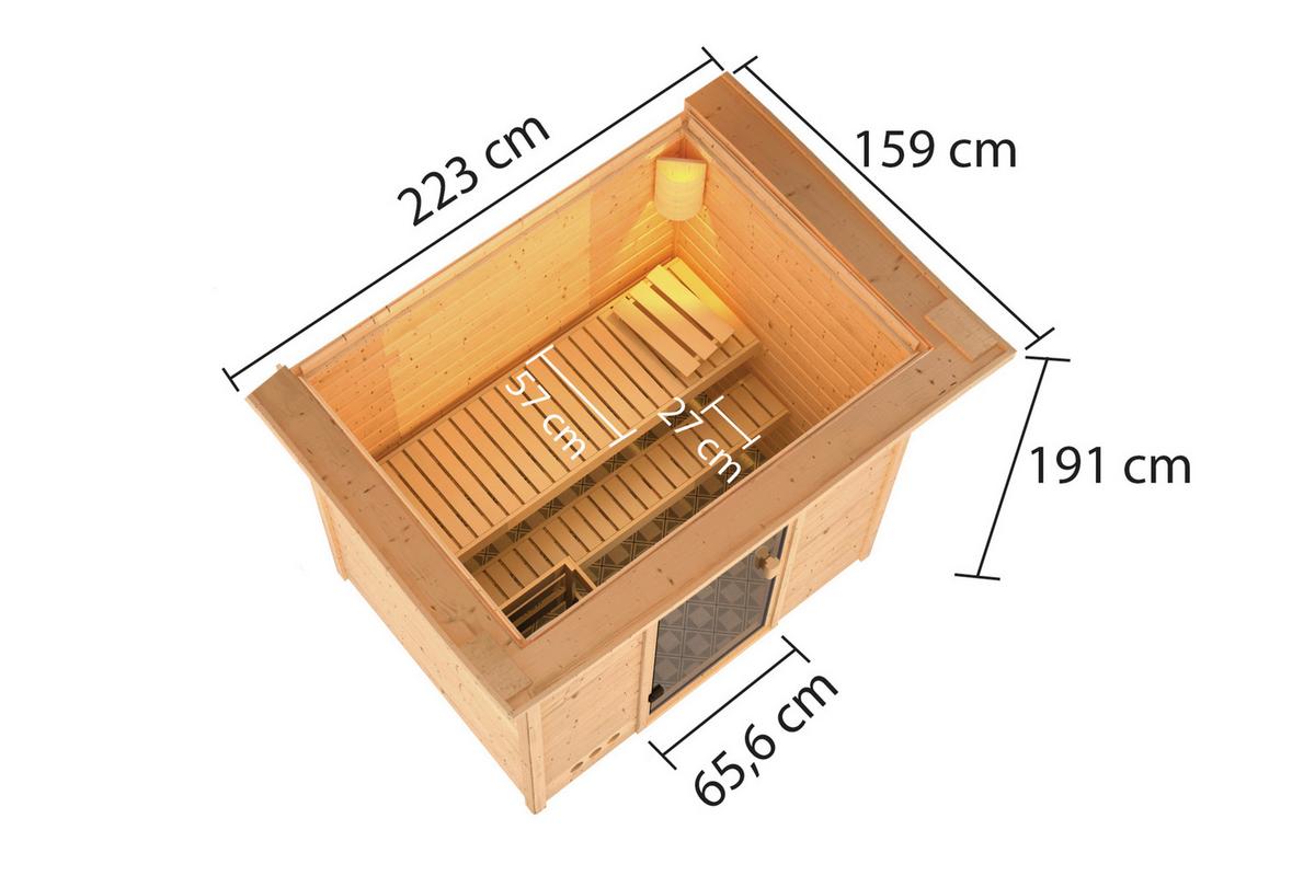 Sauna Helen Front 196/191/145 Cm - Fichtefarben, Basics, Holz (196/191/145cm)