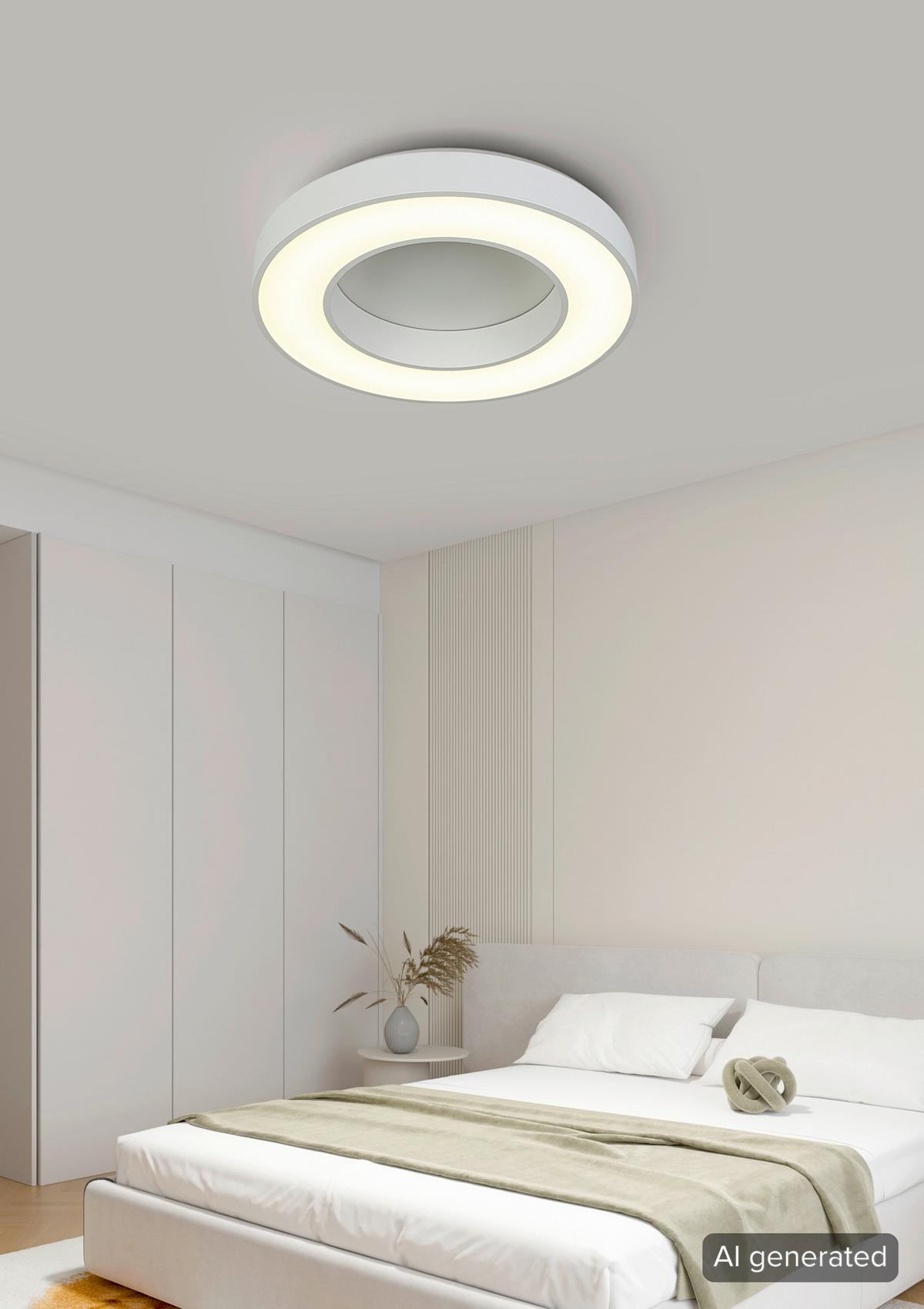 STROPNÉ LED SVIETIDLO SANDL - biela, Modern, kov/plast (50/9cm) - Mömax