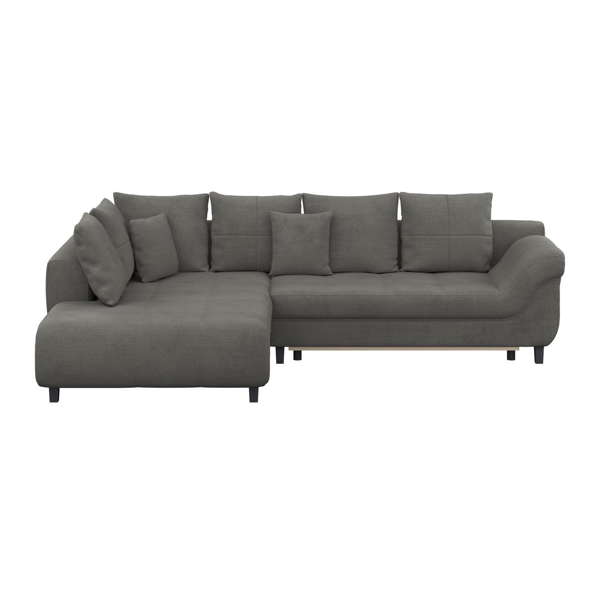 Ecksofa mit Schlaffunktion Mendoza New Chenille 197x309cm - Anthrazit/Schwarz, KONVENTIONELL, Textil (197/309cm) - Ondega