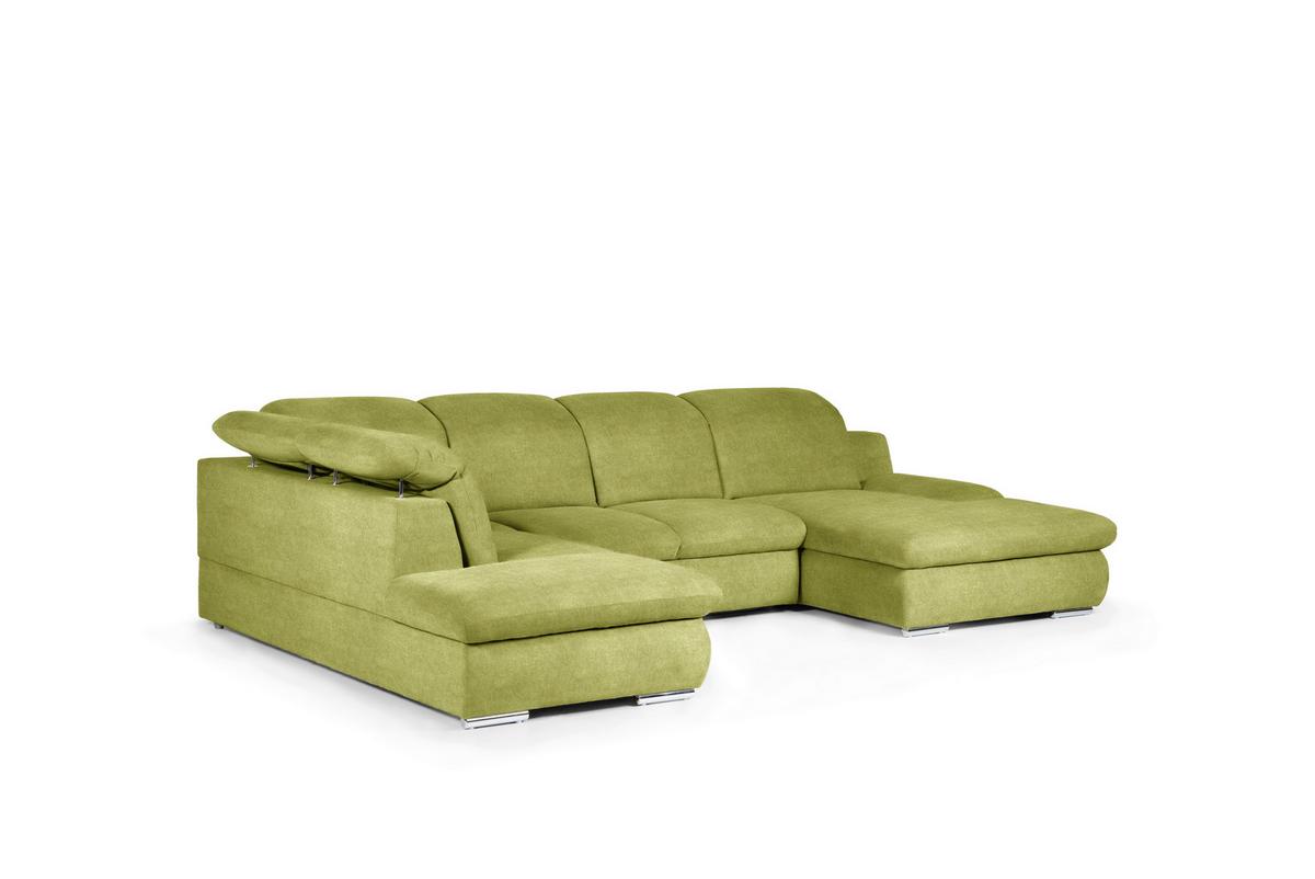 Wohnlandschaft Isona Grün Chenille - Chromfarben/Grün, Design, Textil (212/353/165cm) - Livetastic