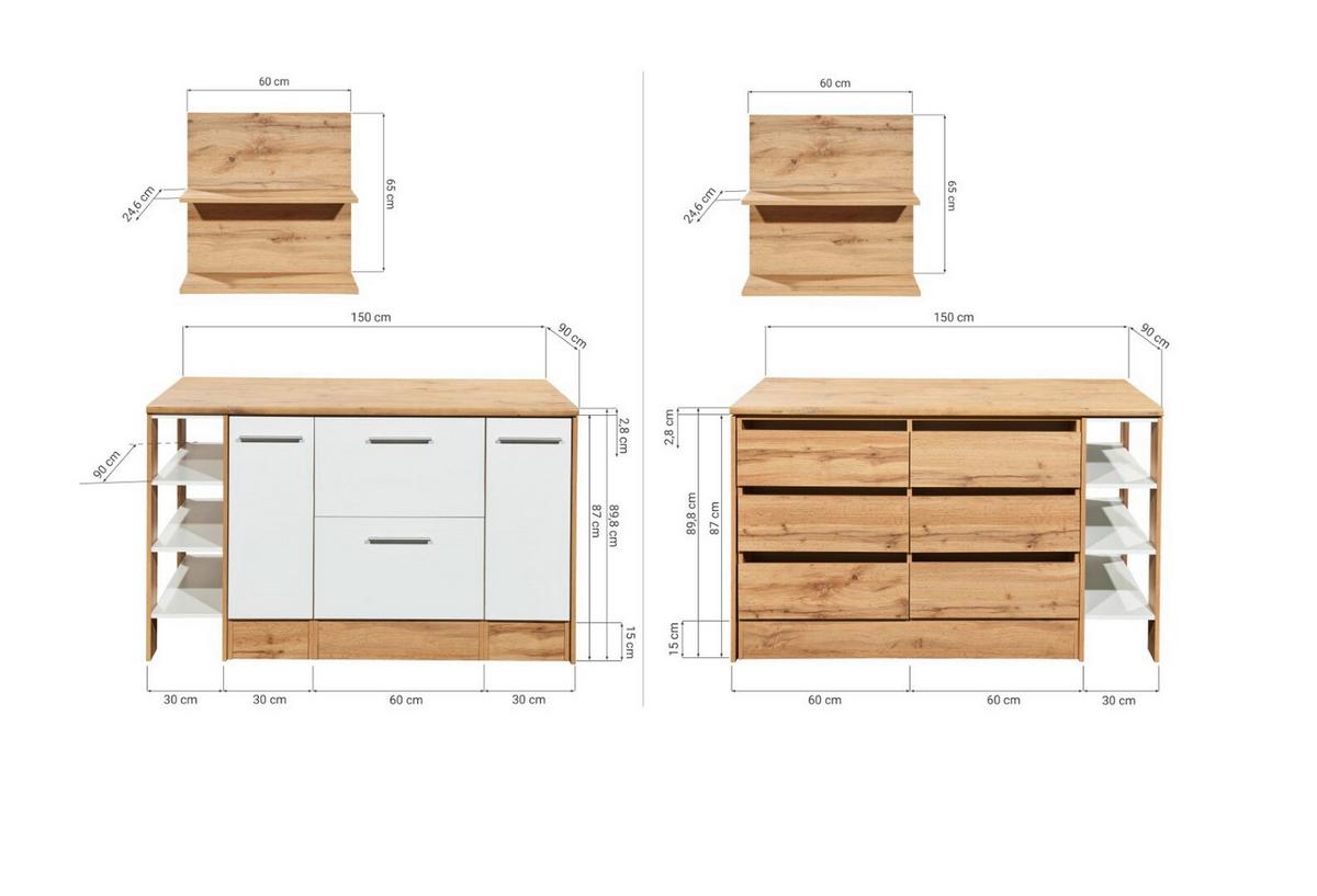 Kücheninsel Hilde Kücheninsel 150 Cm - Wildeiche/Grau, Design, Holzwerkstoff (150/90/90cm) - Respekta