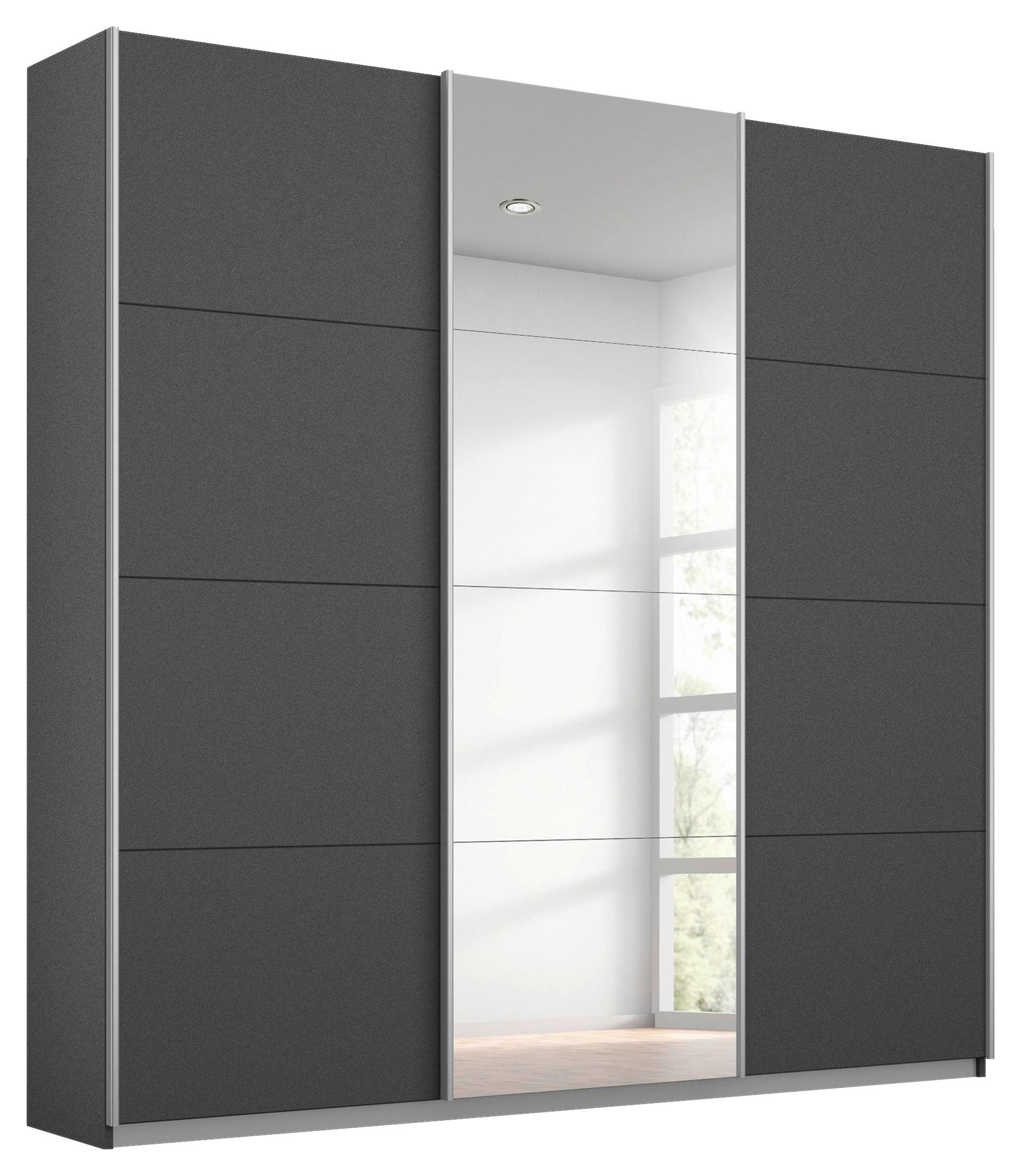 Schwebetürenschrank Mit Spiegel B: 203 Cm Miami, Grau Metallic - Grau, MODERN, Holzwerkstoff (203/229/62cm) - Luca Bessoni