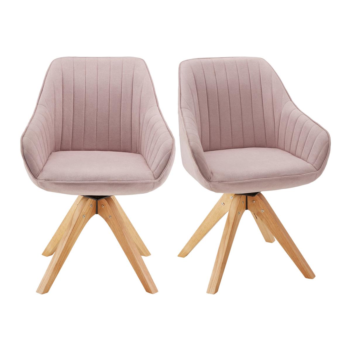 Jídelní židle LEONIE růžová - růžová/barvy dubu, Moderní, dřevo/textil (60/84/61cm) - Modern Living