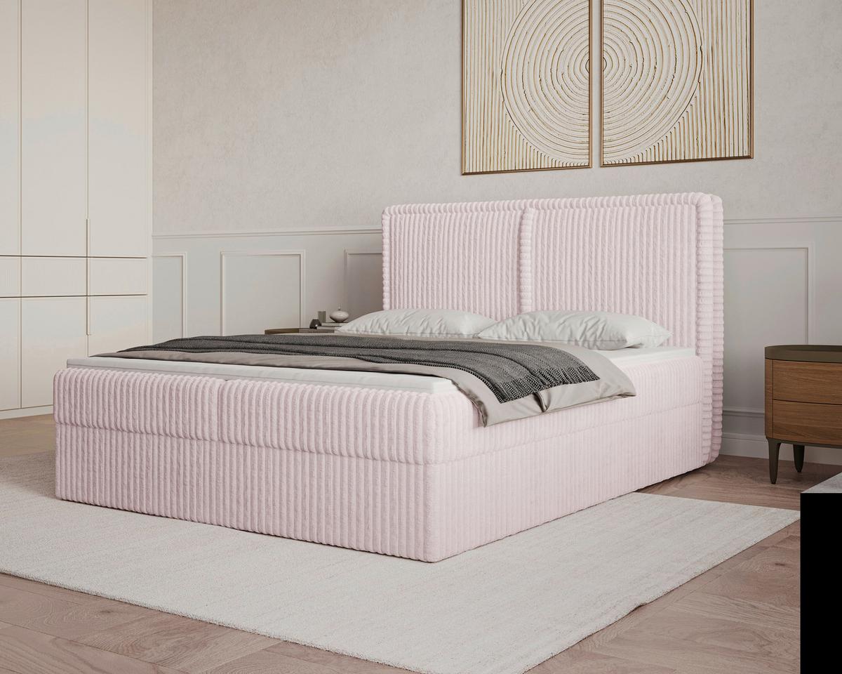 Boxbett Barcelona LF: 180x200 Pink - Pink/Schwarz, MODERN, Holz/Kunststoff (180/200cm) - Livetastic