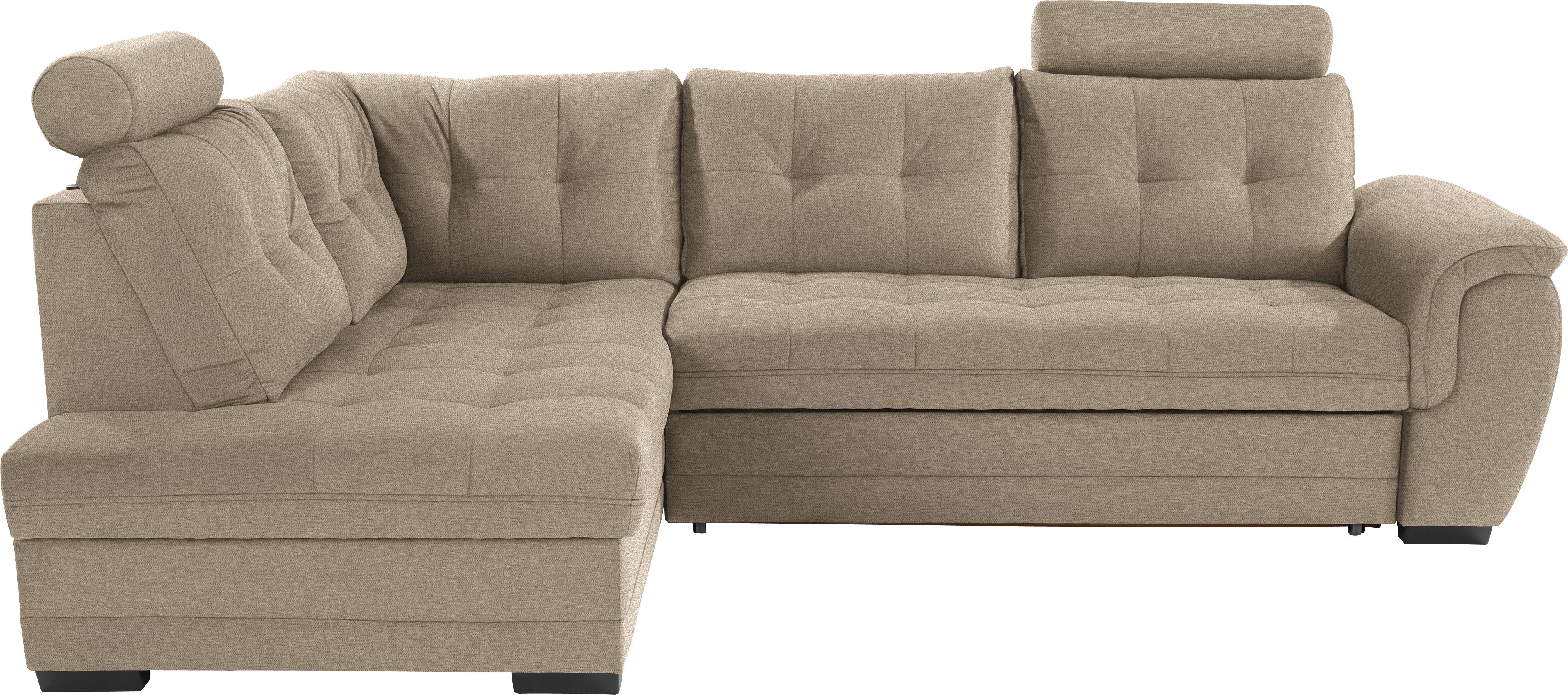 Ecksofa Mit Schlaffunktion & Bettkasten Falco Hellbraun