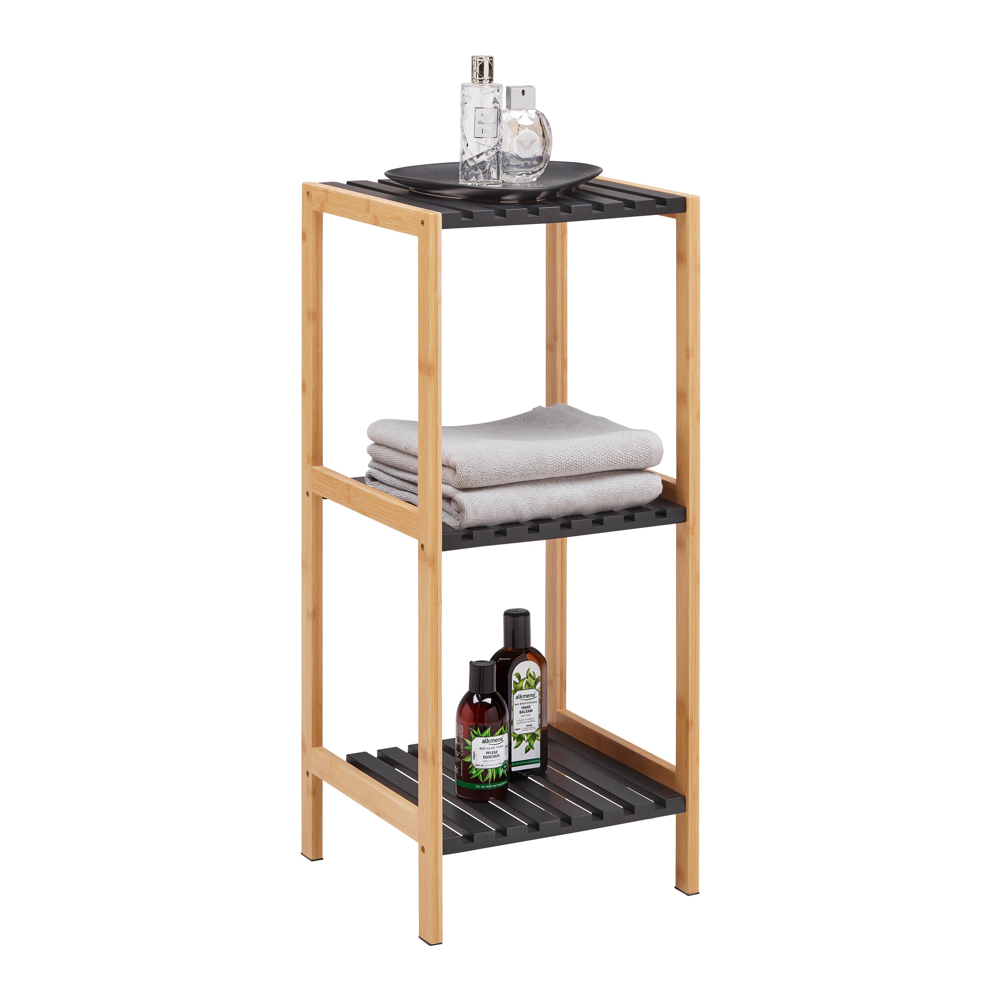 Regál ELSA bambus/čierna - čierna/prírodná farba, Modern, kompozitné drevo/prírodné materiály (34/79/33cm) - Mömax