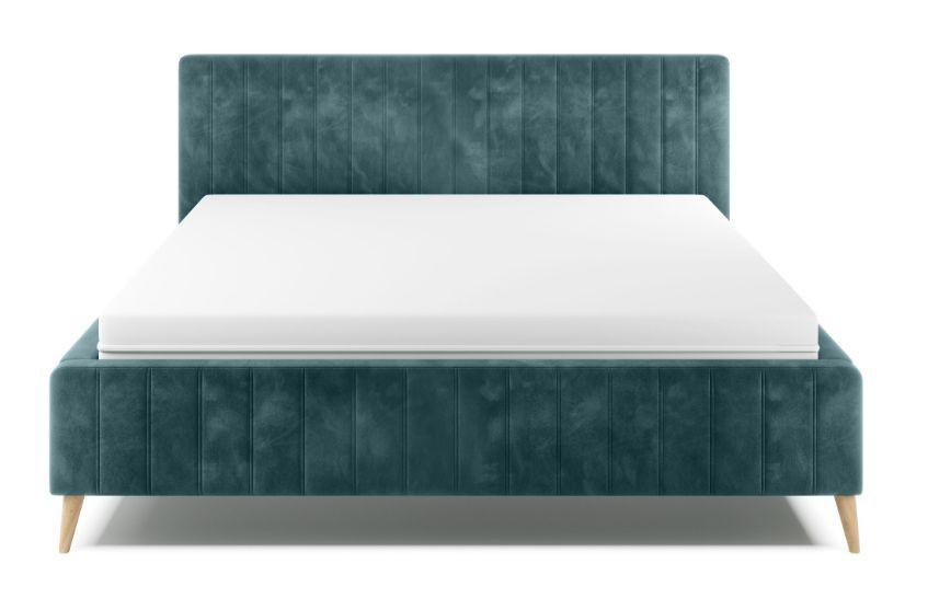 Čalúnená posteľ Tamina s roštom 160x200cm - prírodná farba/tyrkysová, Design, drevo/textil (160/200cm)