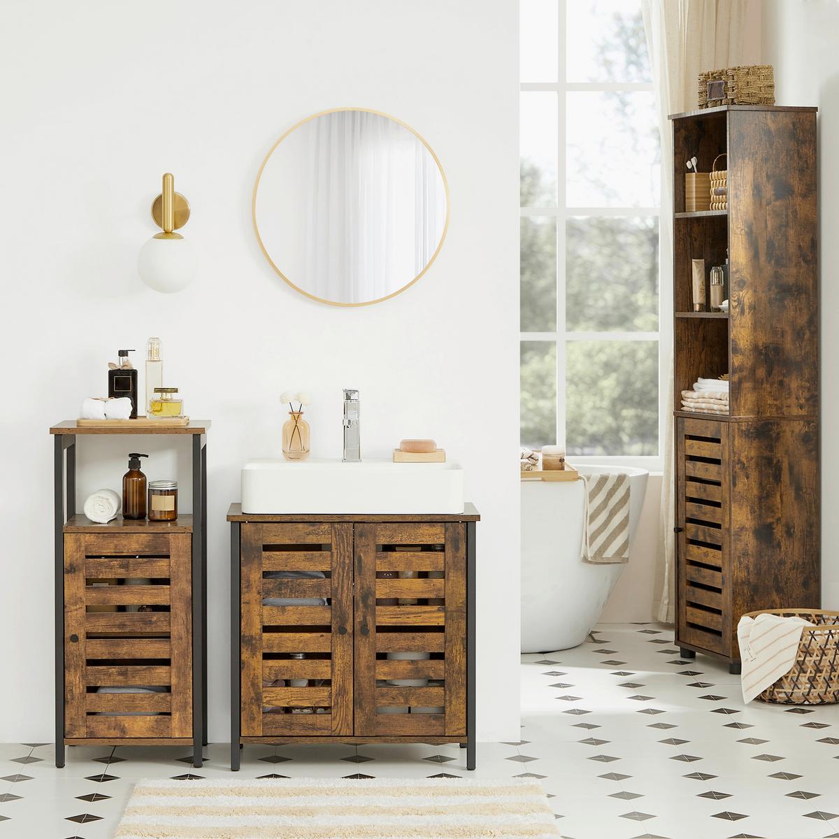 Waschbeckenunterschrank Washbasin Cabinet - Schwarz/Braun, MODERN, Holzwerkstoff/Metall (60/60/30cm) - MID.YOU