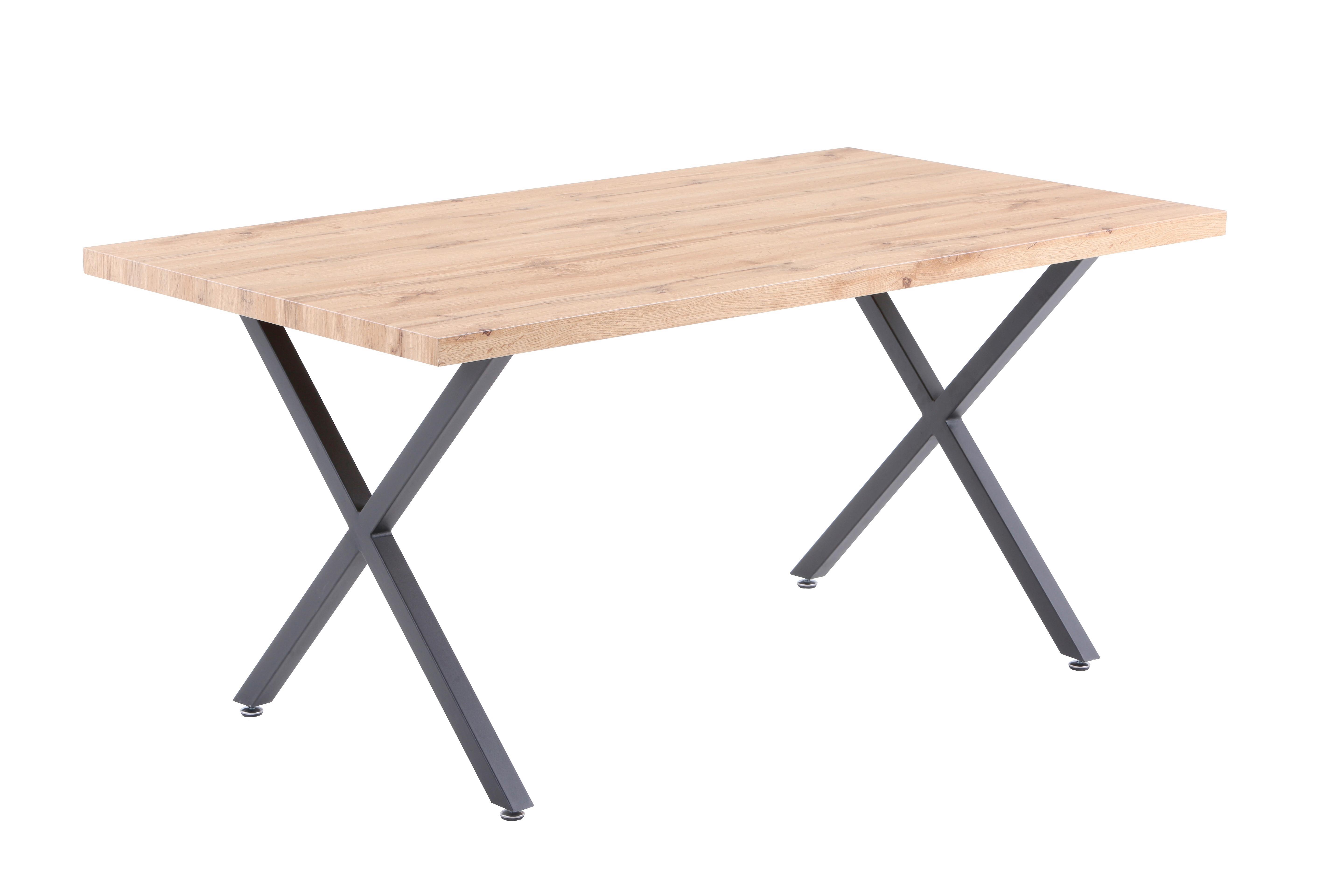 Esstisch Schwarz, Naturfarben L: 160cm - Schwarz/Naturfarben, Design, Holzwerkstoff/Metall (160/90/75cm) - Livetastic