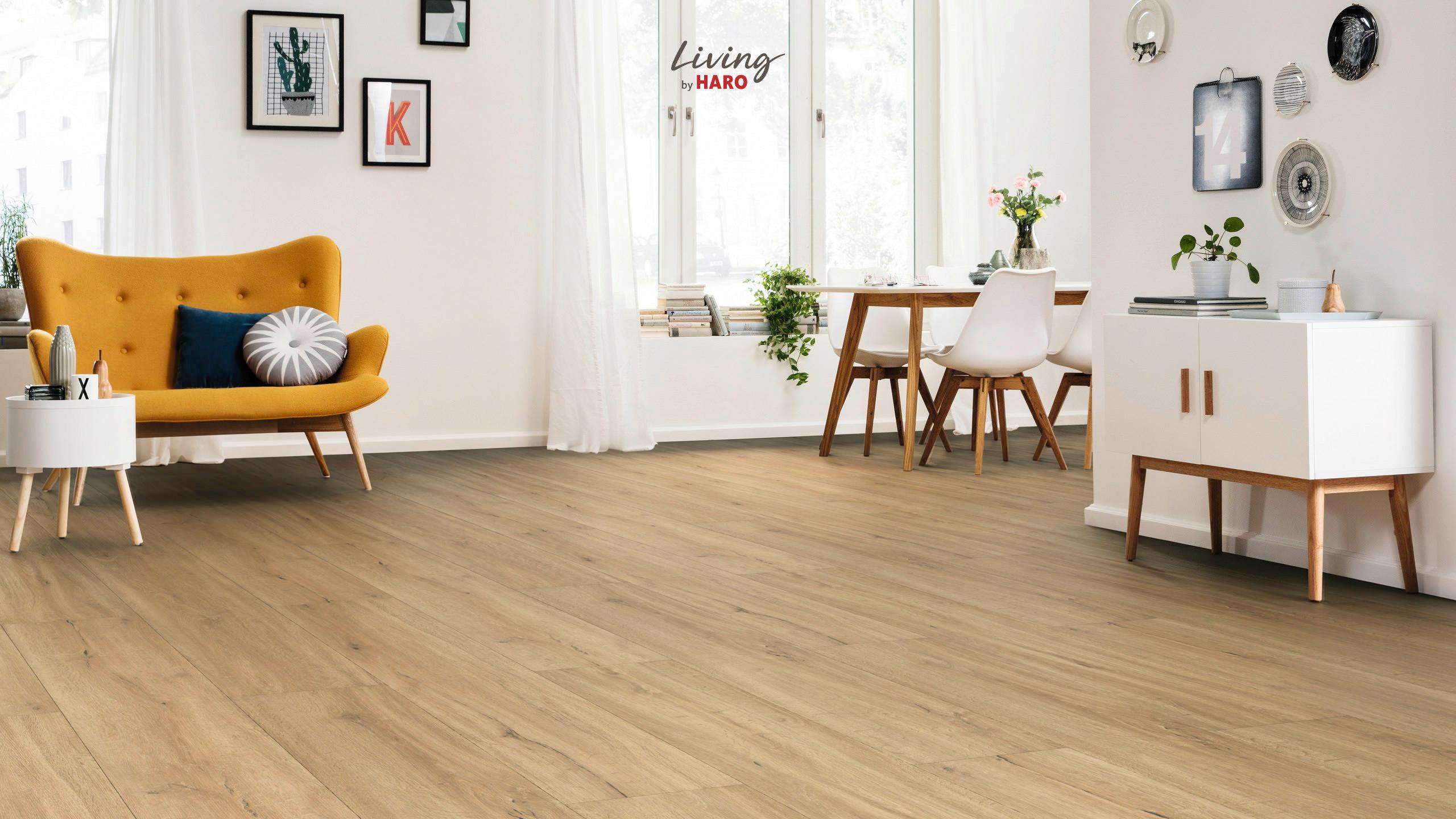 Vinylboden Eichefarben Landhausdiele Klick-Vinyl - Wildeiche/Eichefarben, Design, Holzwerkstoff (128,2/23,5/0,65cm) - Living by HARO