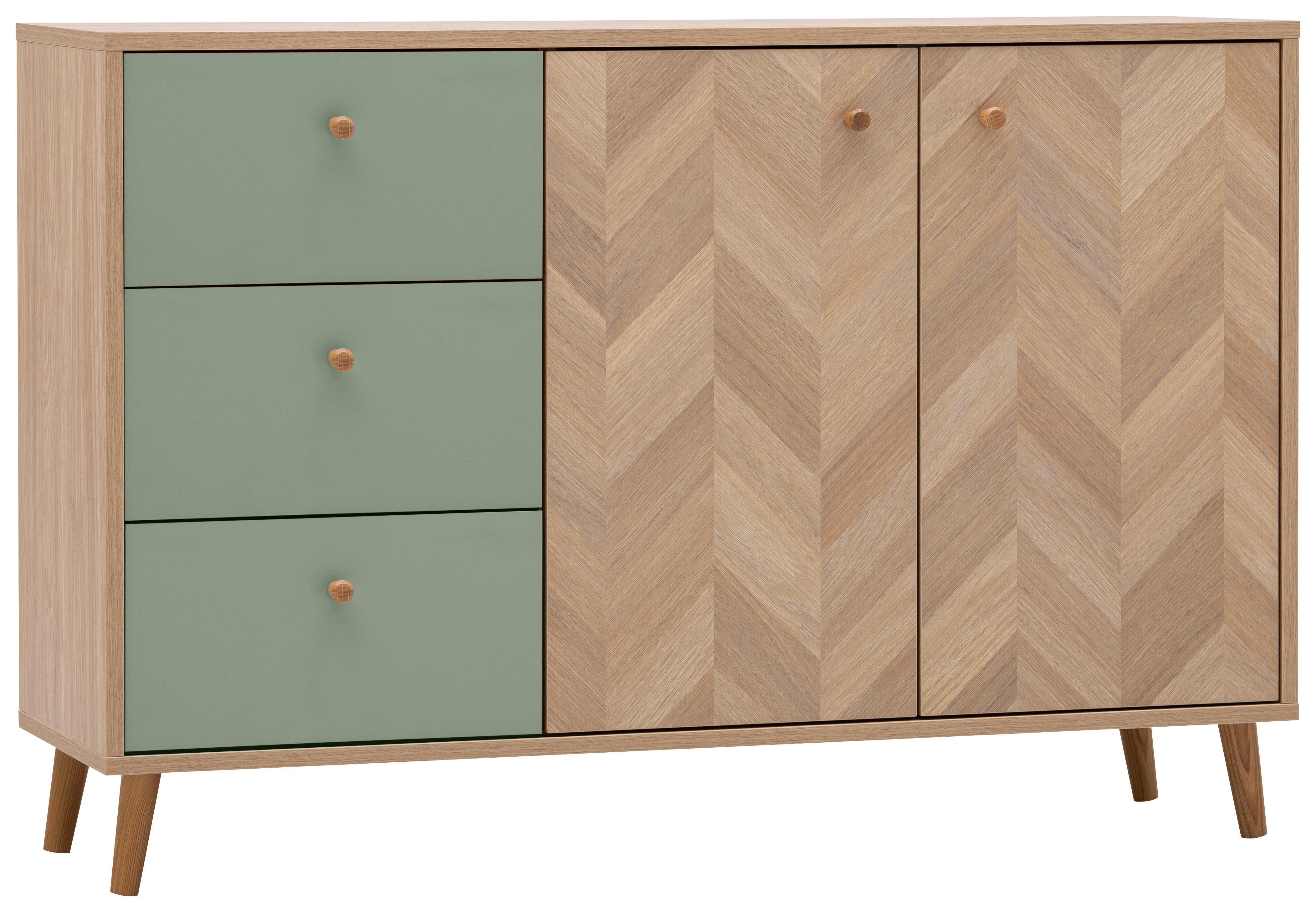 Sideboard Visby Grün/Eichefarben B: 109cm - Eichefarben/Grün, Design, Holzwerkstoff (109/73,9/33,05cm) - MID.YOU