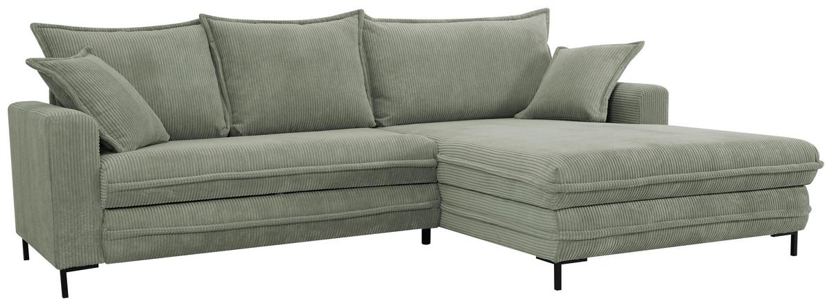Ecksofa Armilla Grün S: 272x174 cm - Hellgrau/Schwarz, Design, Textil (272/174cm) - MID.YOU
