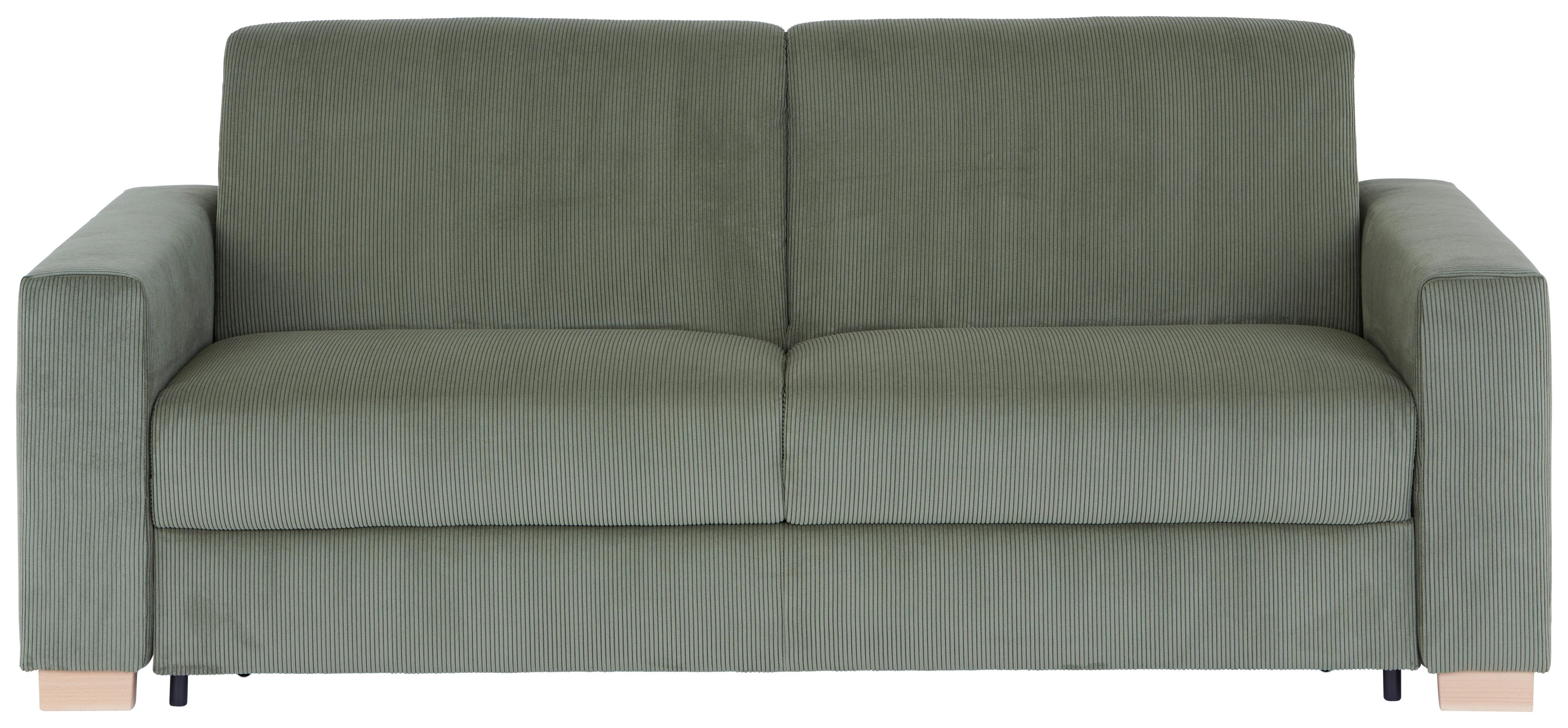 2-sitzer-sofa Lucy Mit Schlaffunktion Grün Cord - Schwarz/Naturfarben, MODERN, Holz (198/84/96cm) - Luca Bessoni