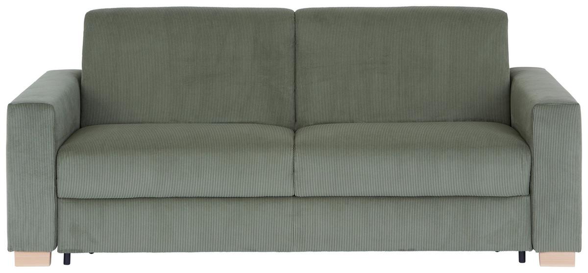 2-sitzer-sofa Lucy Mit Schlaffunktion Grün Cord - Schwarz/Naturfarben, MODERN, Holz (198/84/96cm) - Luca Bessoni